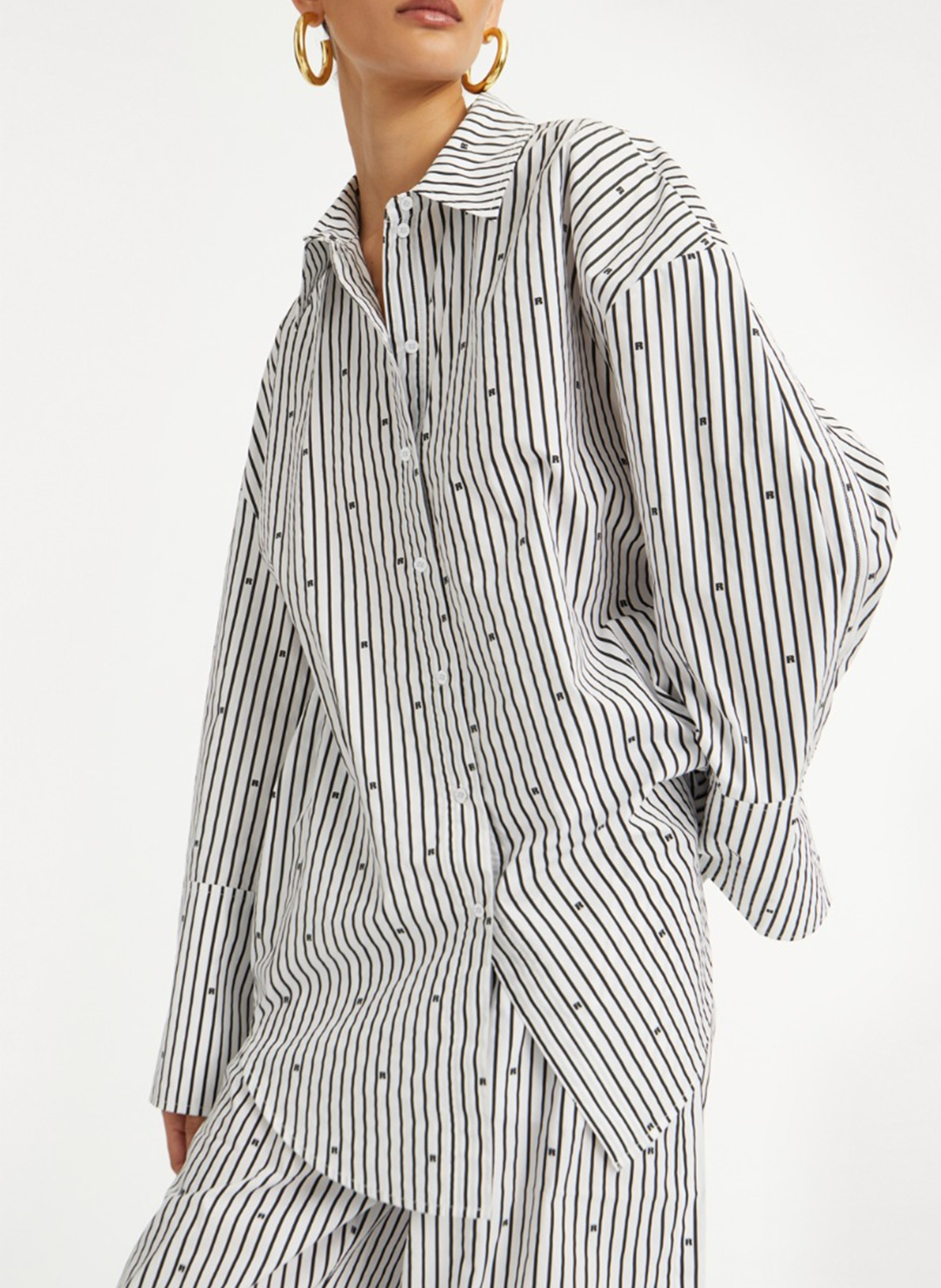 Straight shirt with classic collar in printed organic cotton ROTATE Black