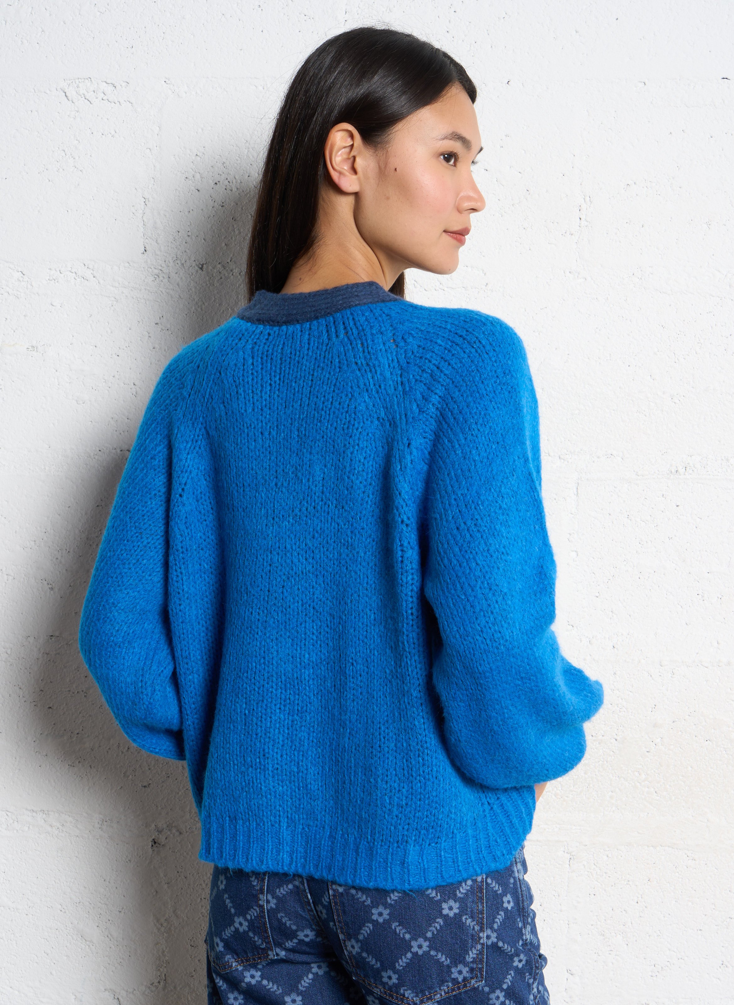 Gilet oversize col V DR BLOOM Bleu