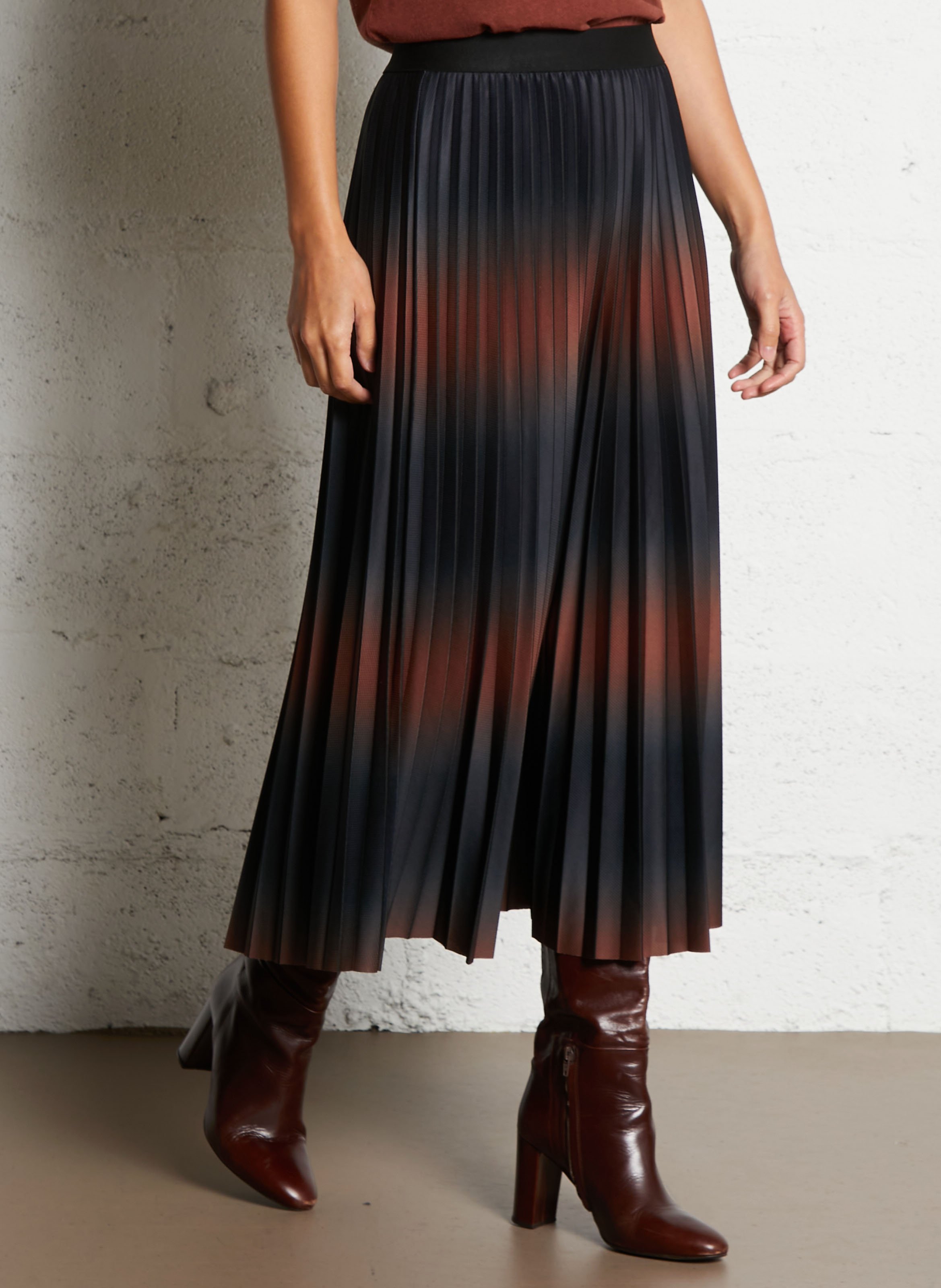 Jupe midi plissée MAISON 123 Rouge