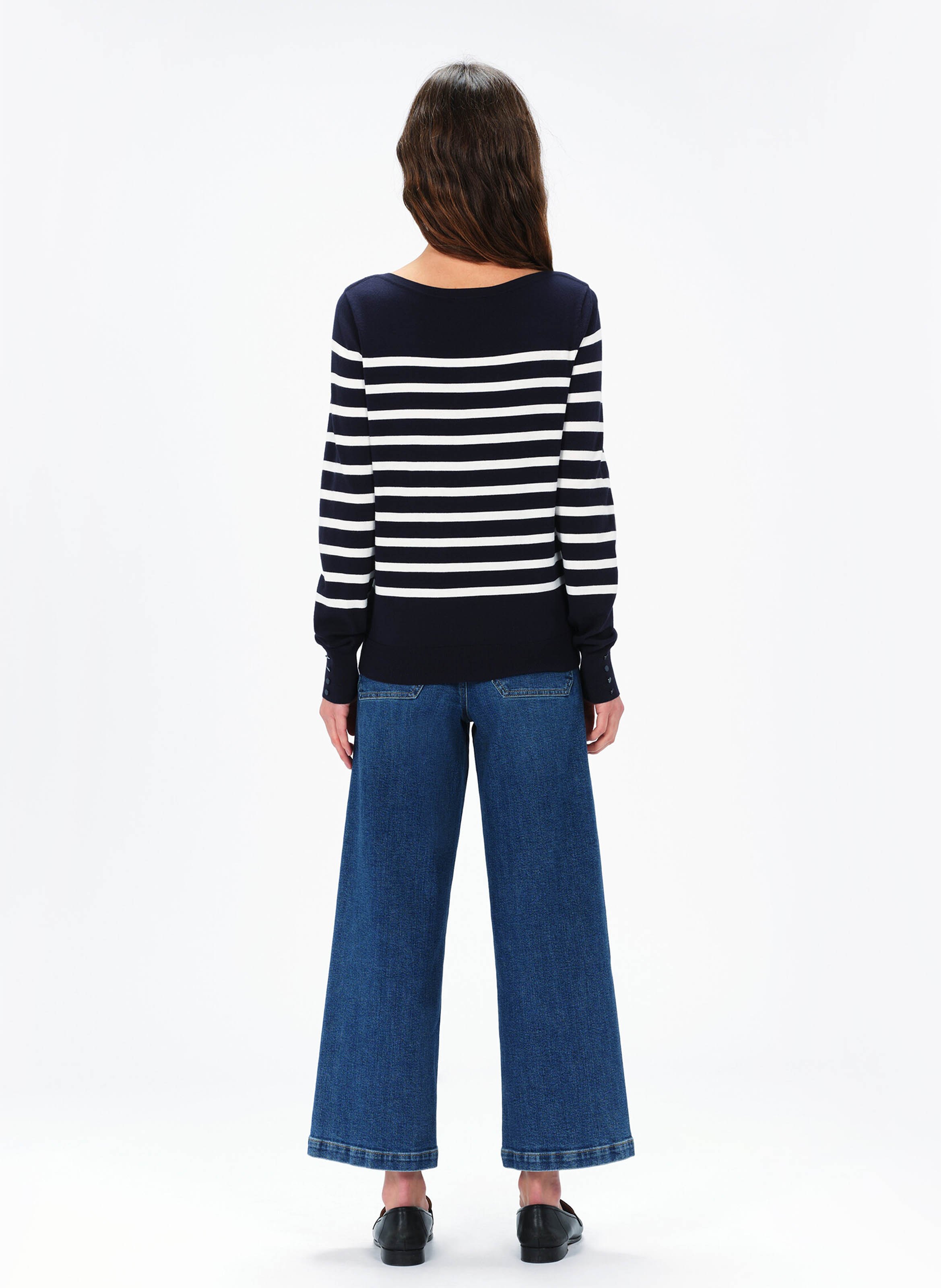 Striped straight-cut boat-neck sweater CAROLL Blue