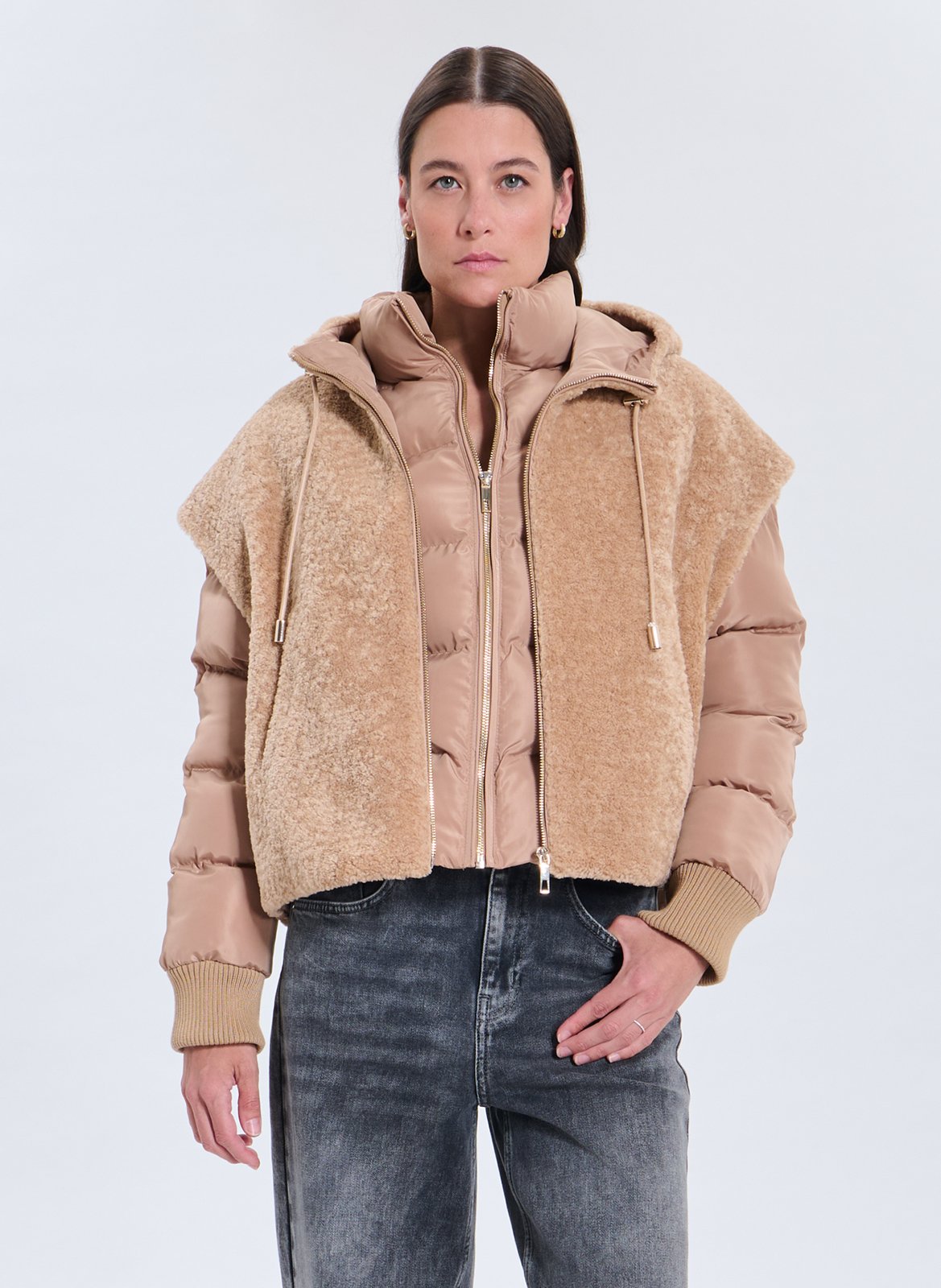 High-neck coat with hood ZAPA
