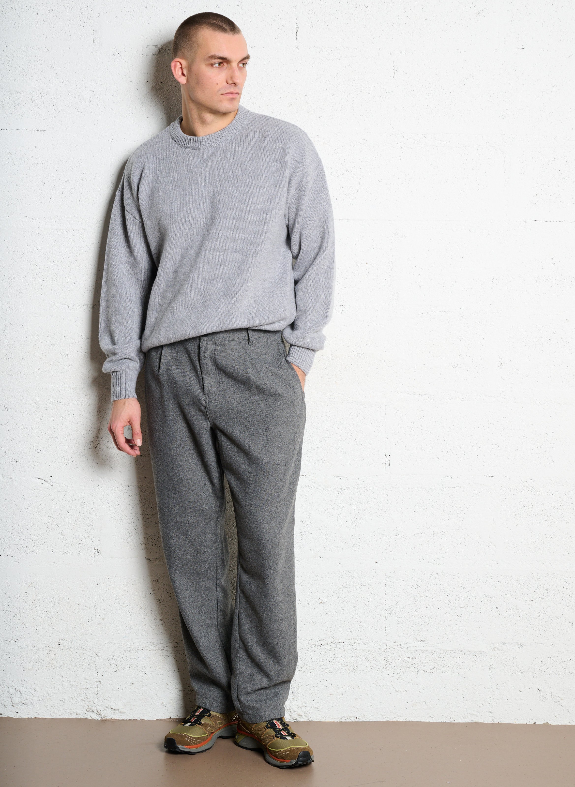 Oversized ronde hals trui van gerecycleerde wol COLORFUL STANDARD Grijs