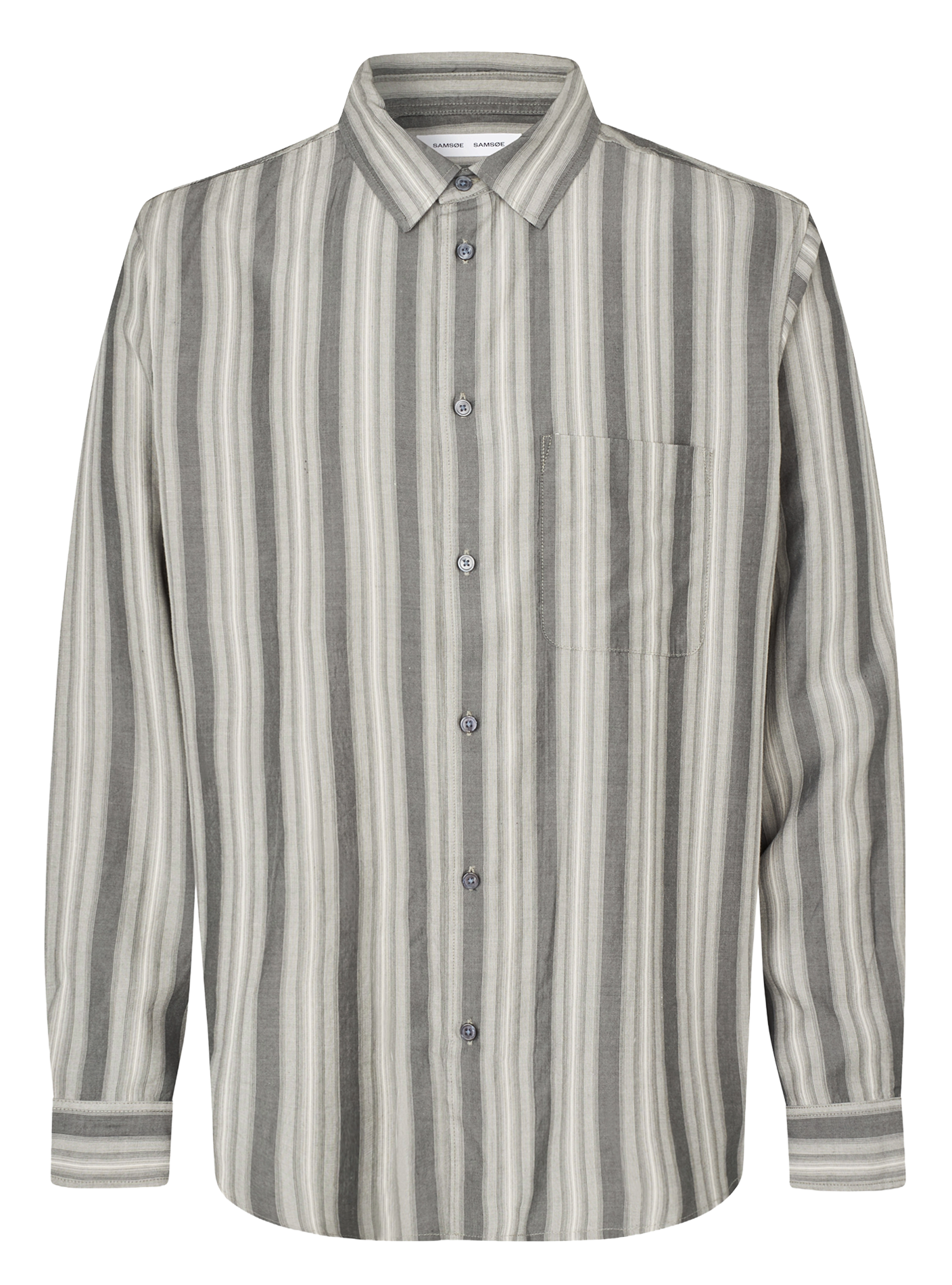 Gestreept, recht overhemd met klassieke kraag SAMSOE SAMSOE Veelkleurig