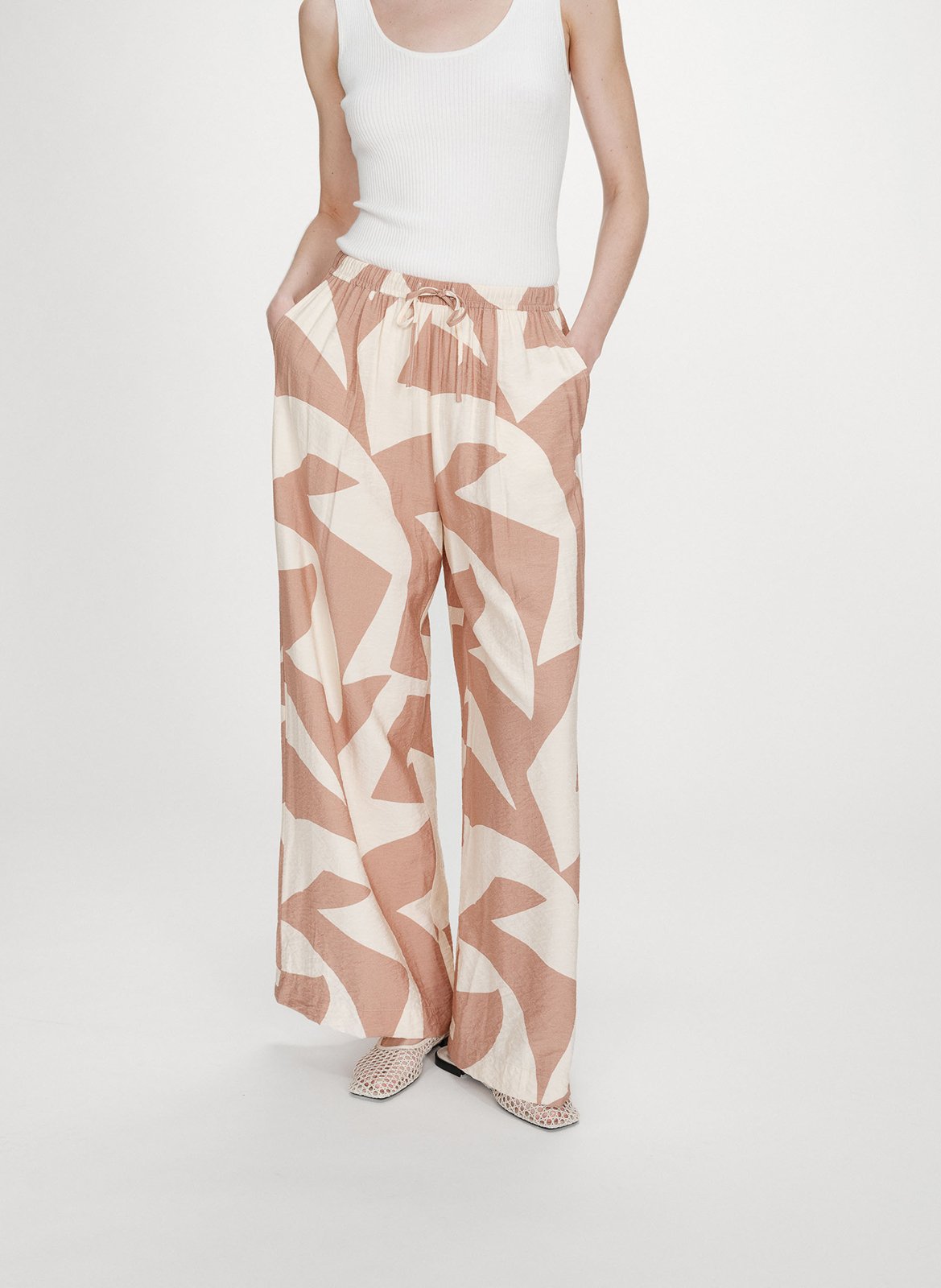 Wide-leg mid-rise printed trousers GRACE ET MILA Brown
