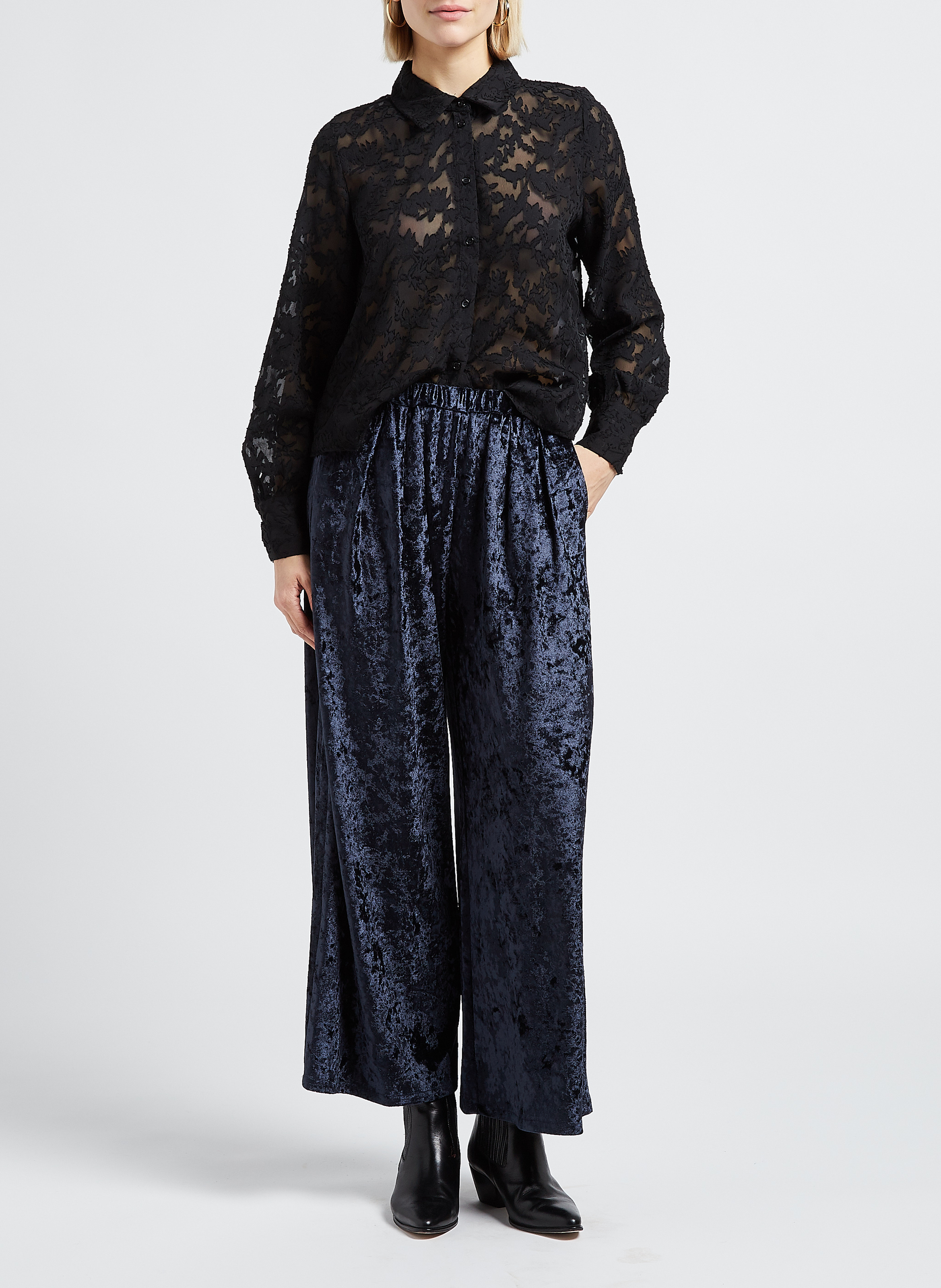 Weite Samthose THE NEW SOCIETY Blau