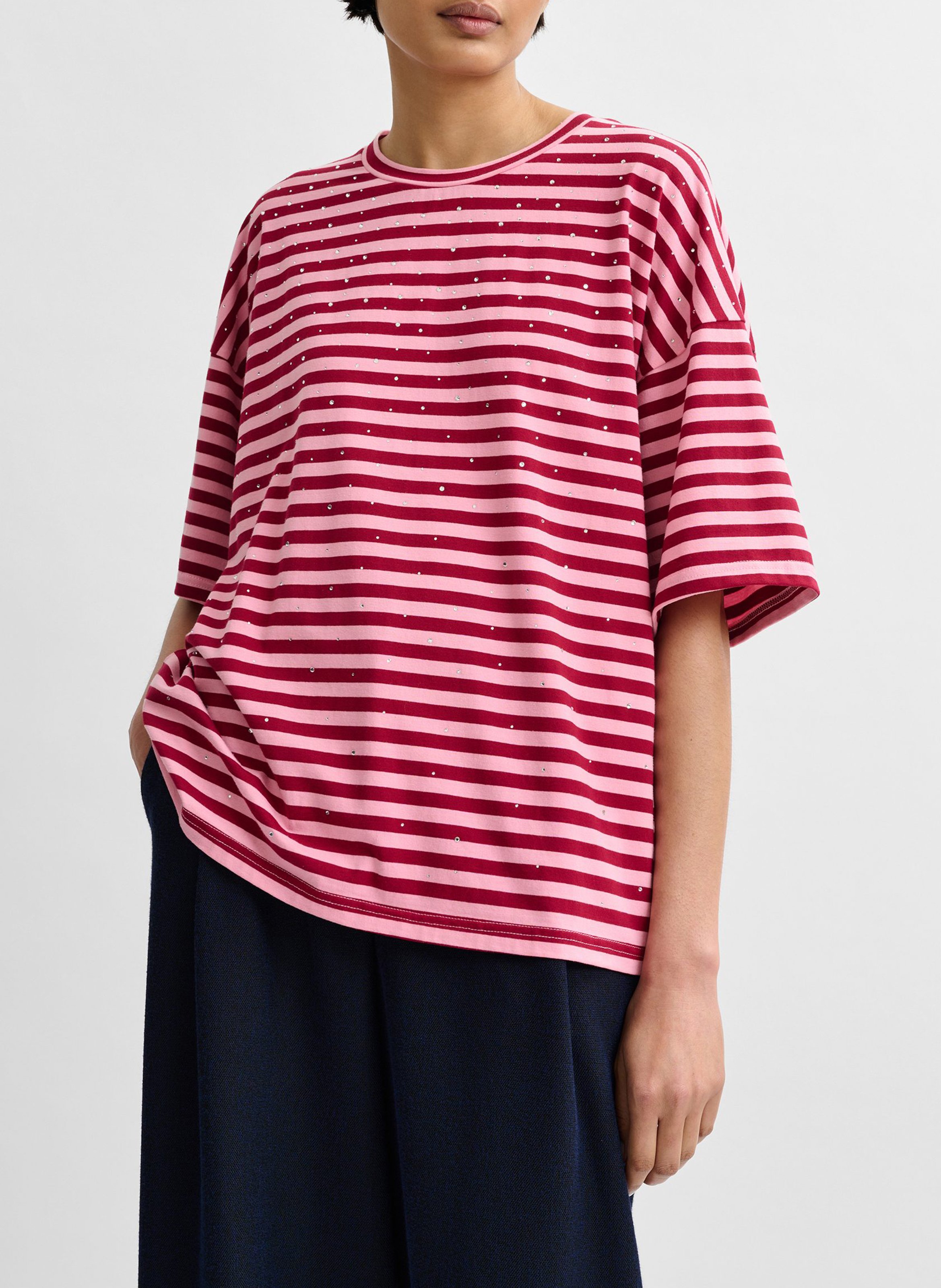 Tee-shirt oversize rayé à strass ESSENTIEL ANTWERP
