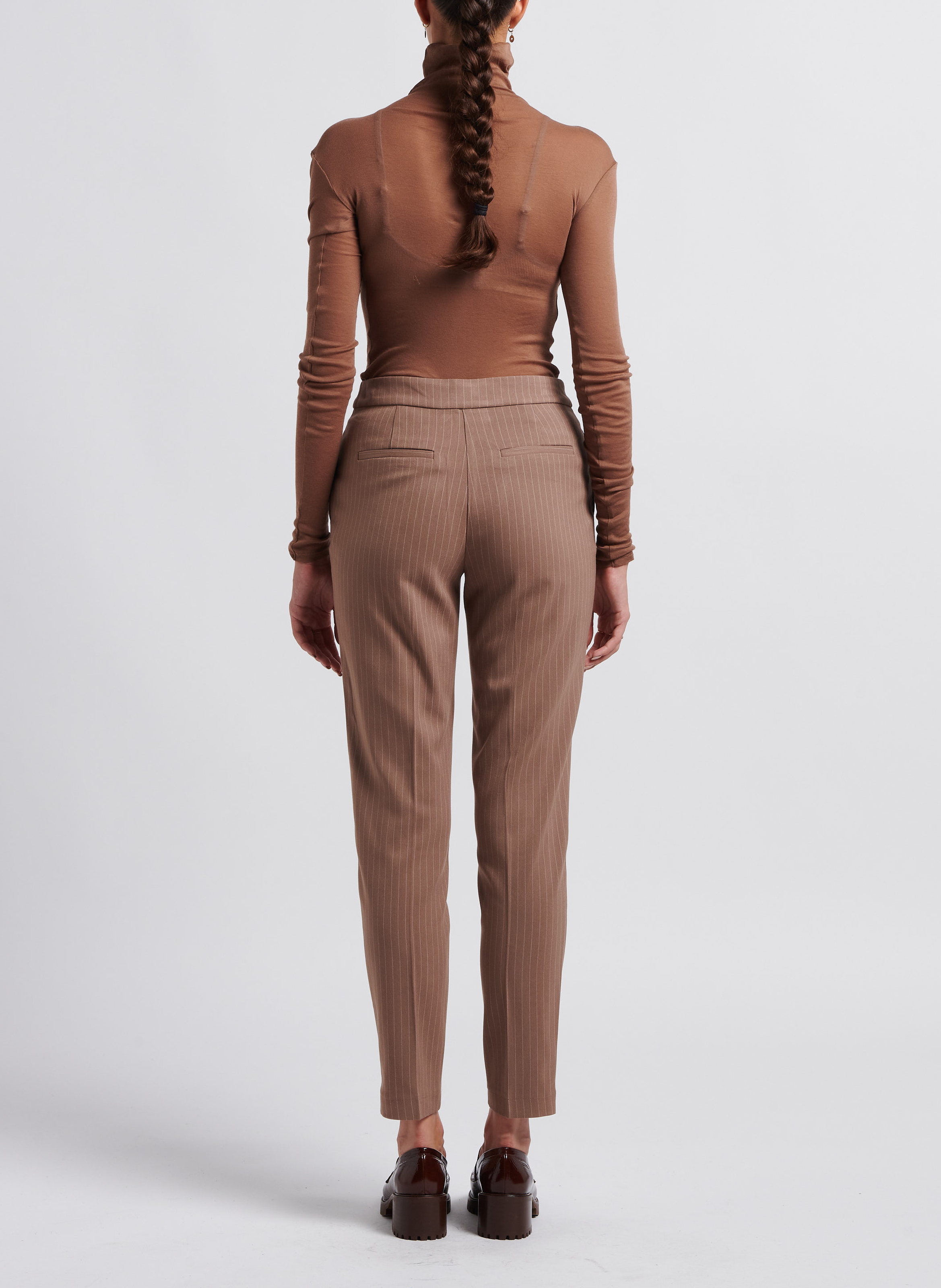 Pantalon taille haute fuselé VILA Marron