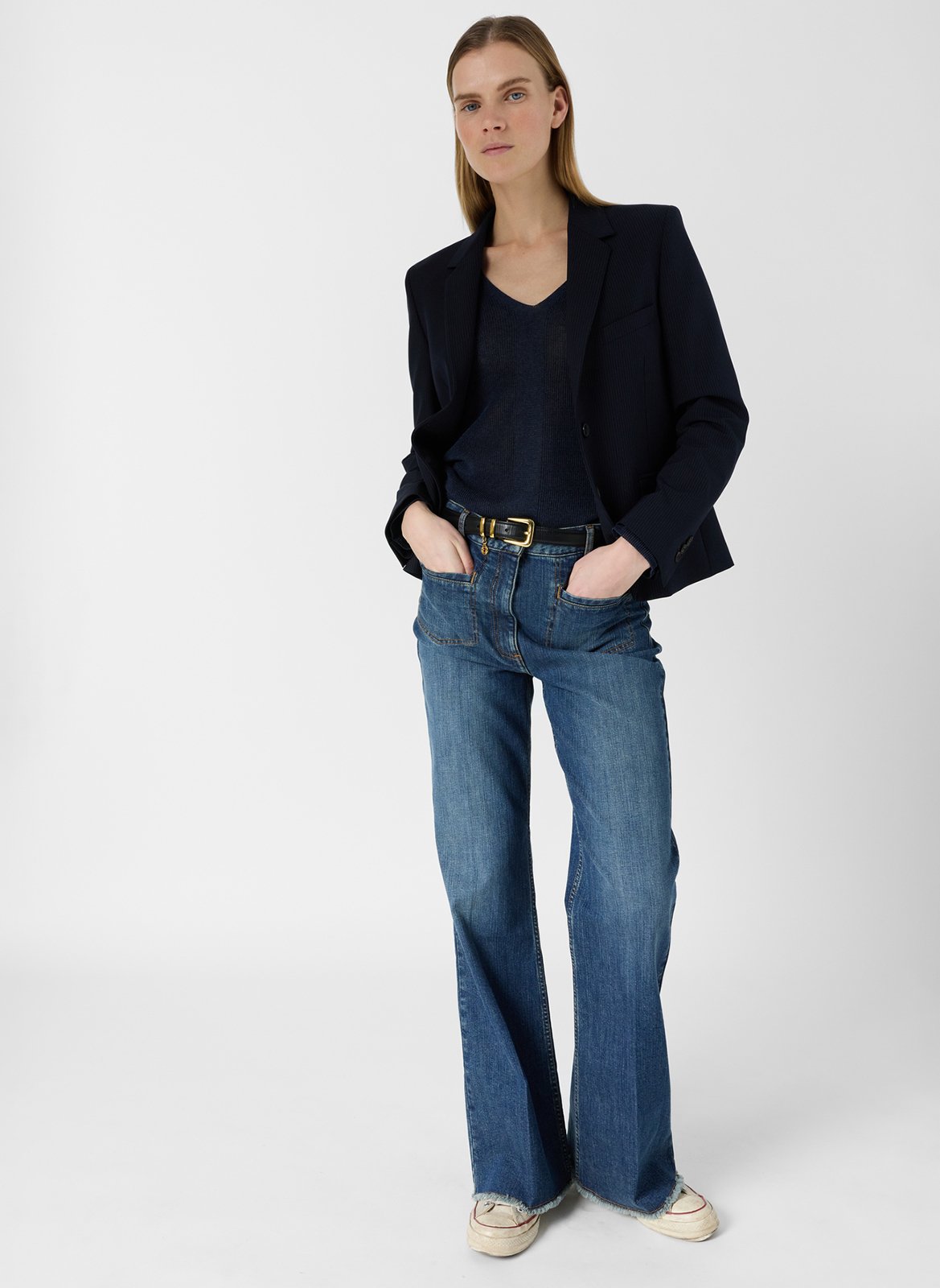 Straight-cut V-neck knit sweater GERARD DAREL Blue