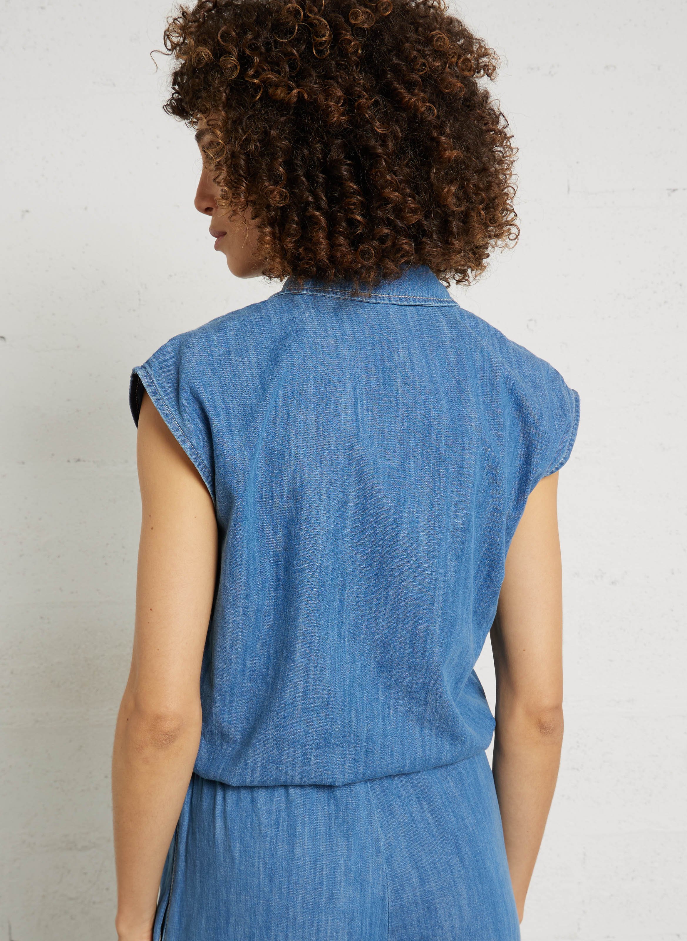 Classic cotton denim jumpsuit PLEASE Blue