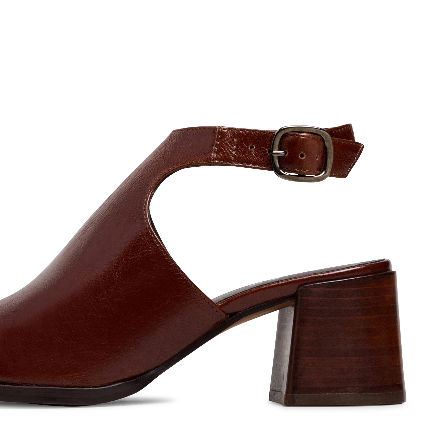 High leather sandals in aged leather JONAK Brown