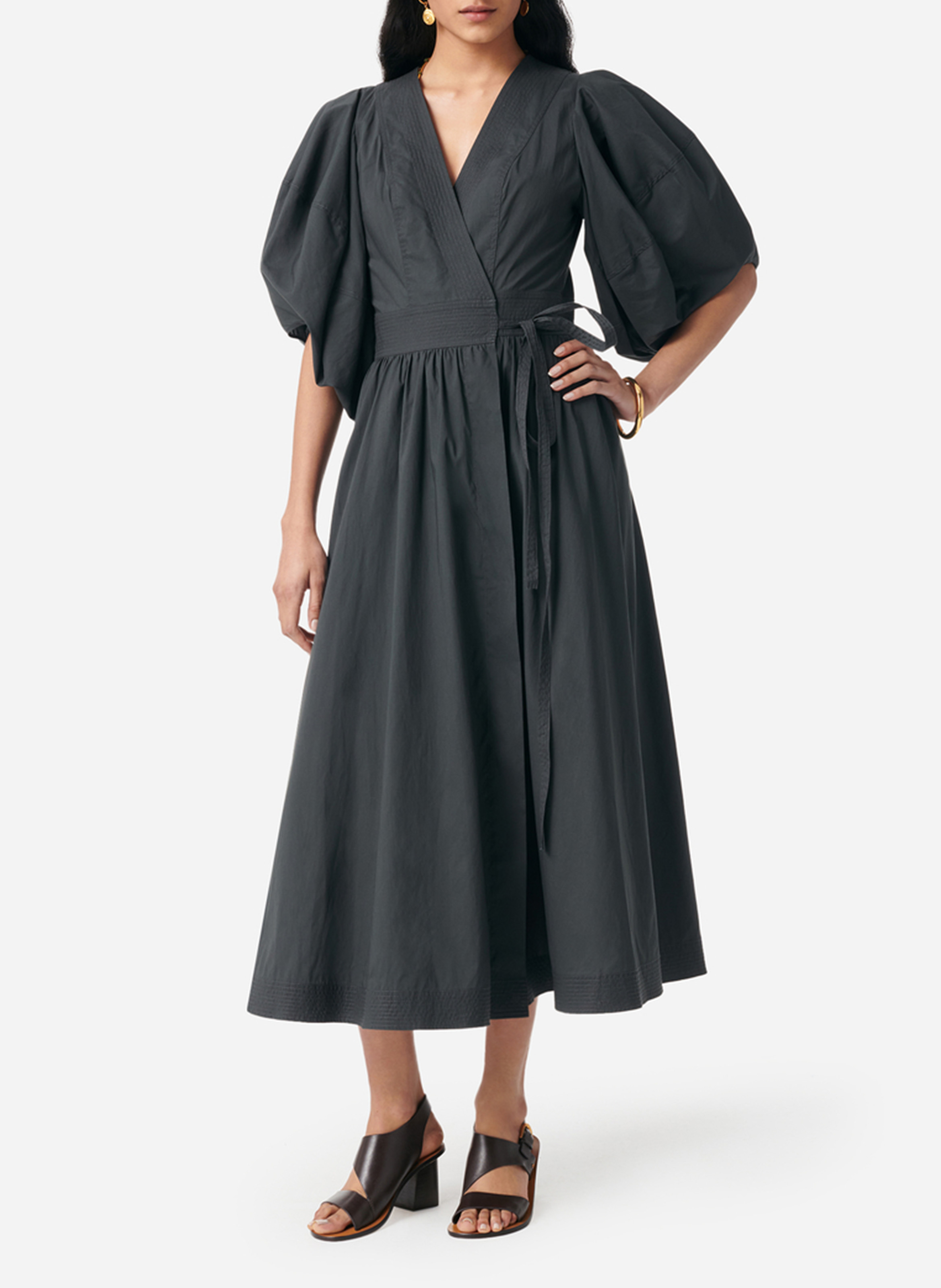 Lange jurk met V-hals VANESSA BRUNO Grijs