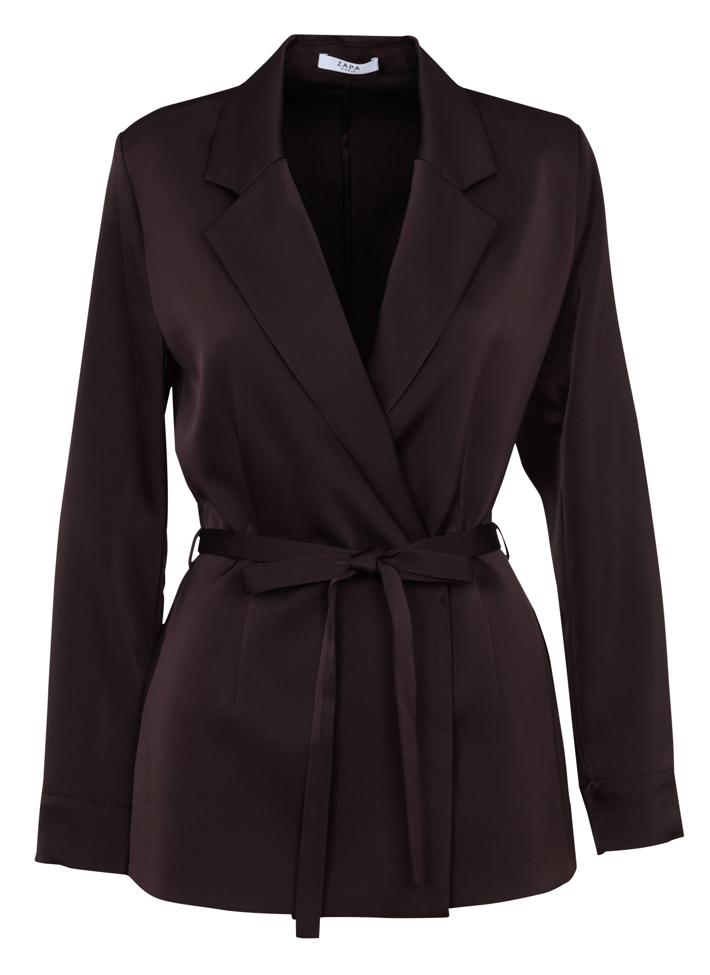 Veste tailleur cintrée en satin ZAPA Marron