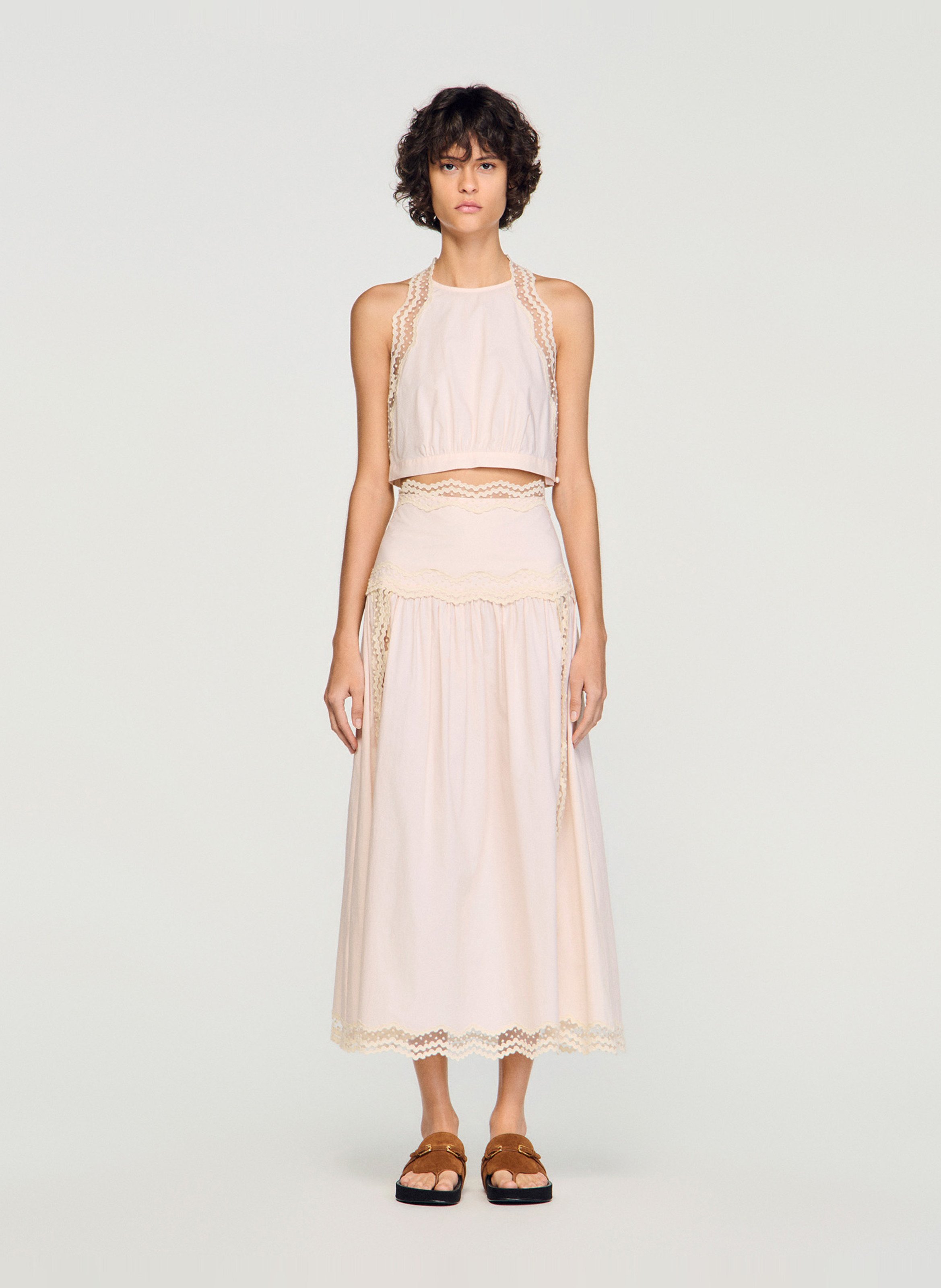 Katoenen blouse met ronde hals SANDRO Roze