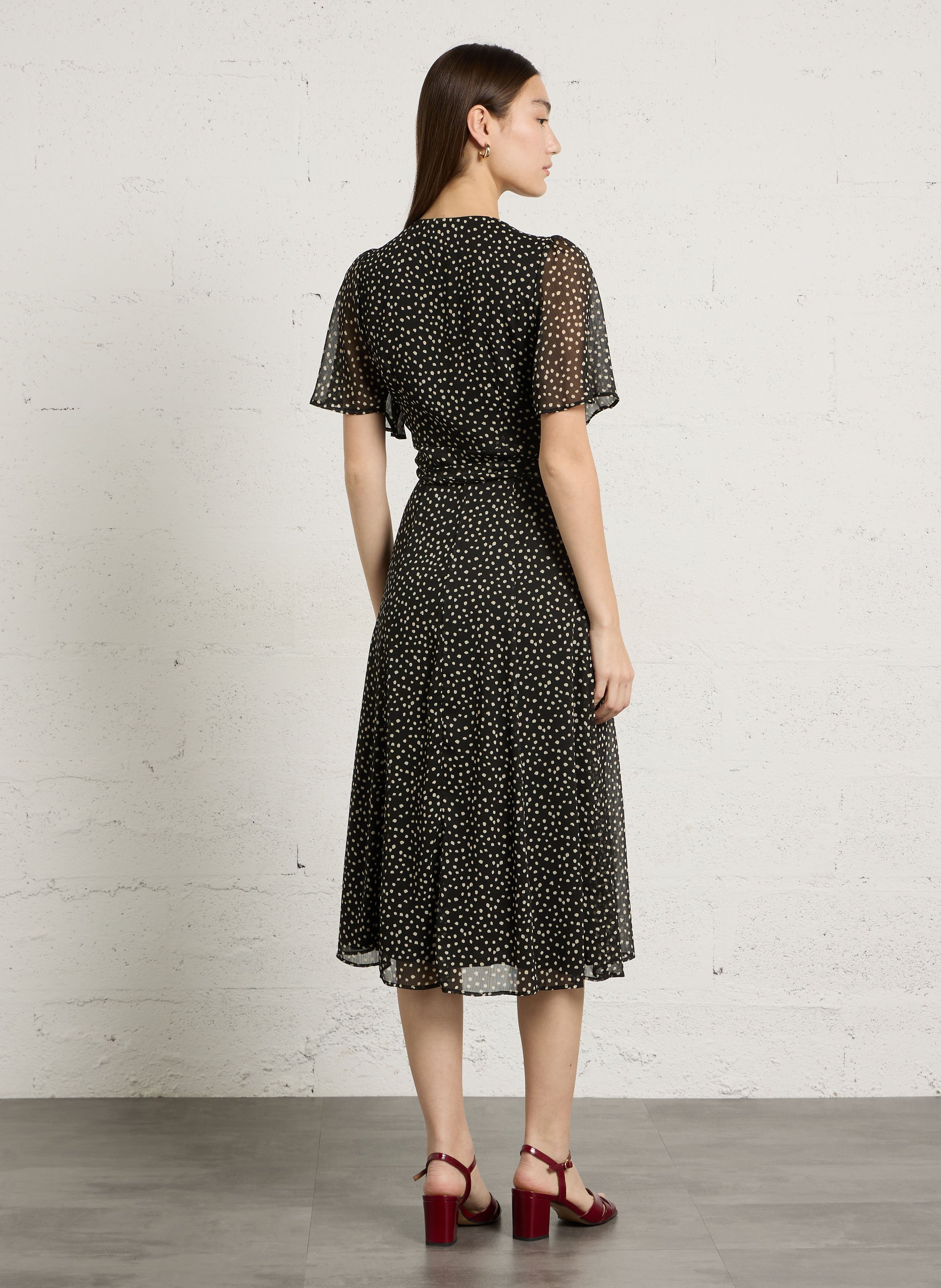 Polka dot midi wrap dress SUD EXPRESS Black