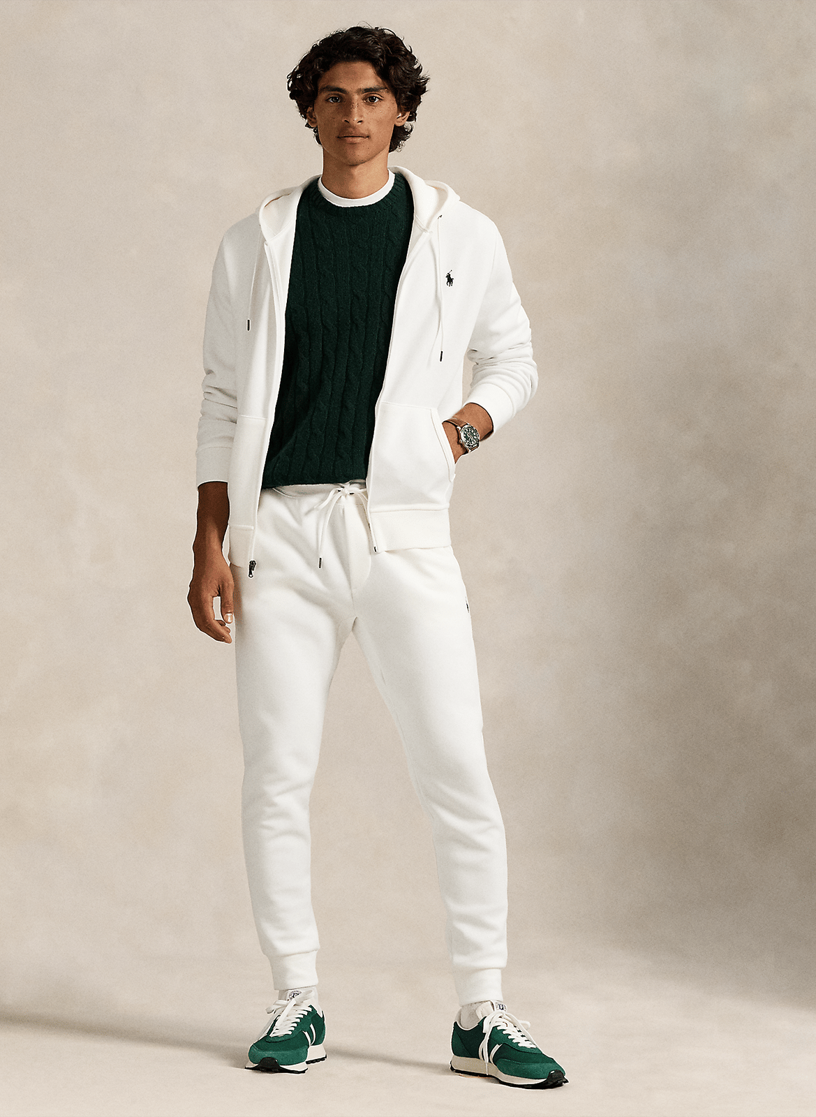 Zip-up soft cotton hoodie POLO RALPH LAUREN White