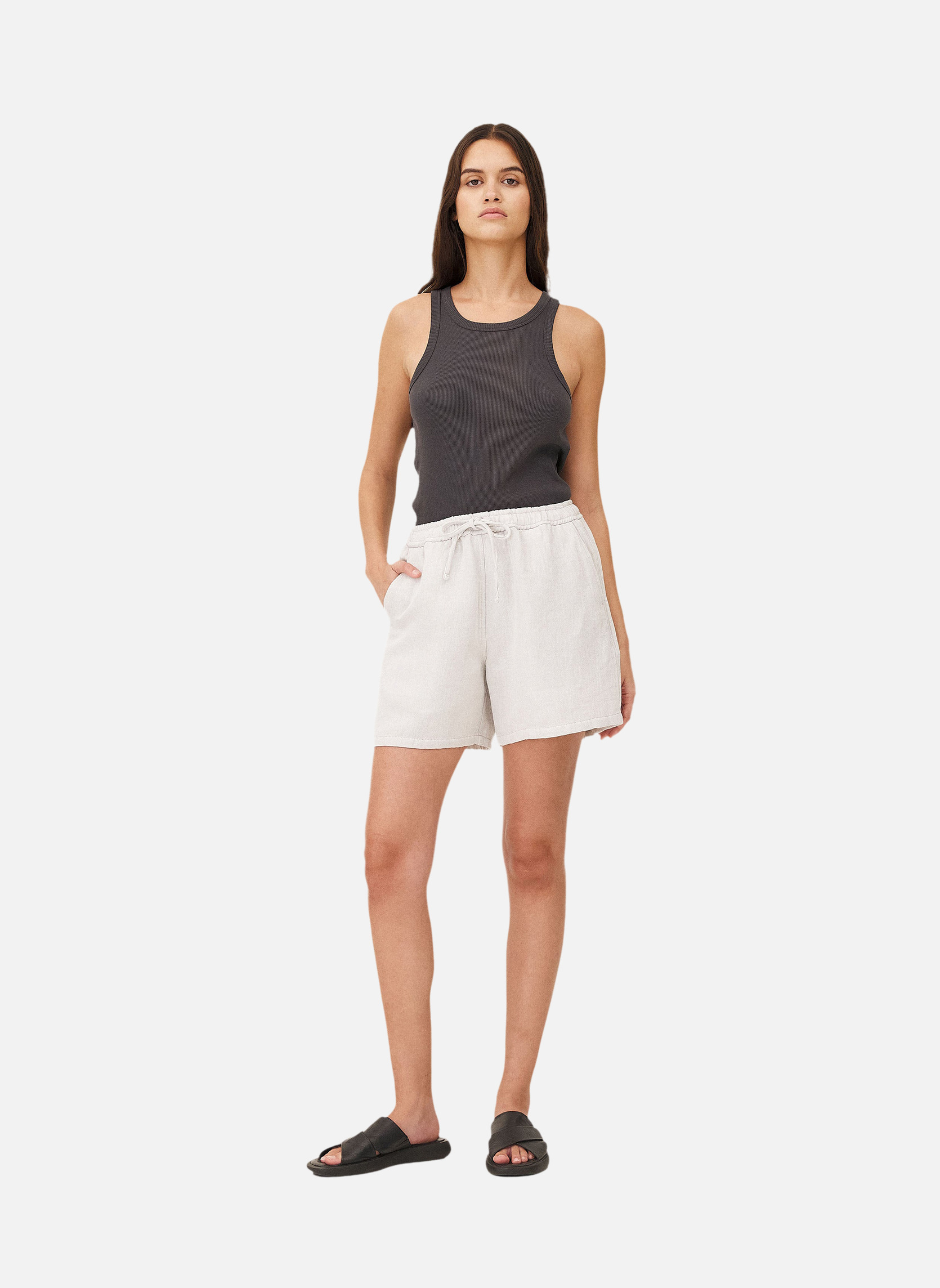 Elasticized shorts MALIBU LIGHT GREY Noyoco Grey