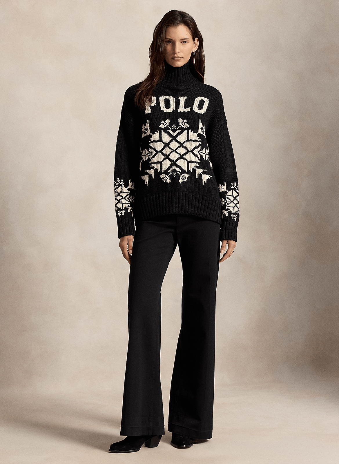 Gerader Pullover mit Stehkragen aus Wolle POLO RALPH LAUREN Schwarz