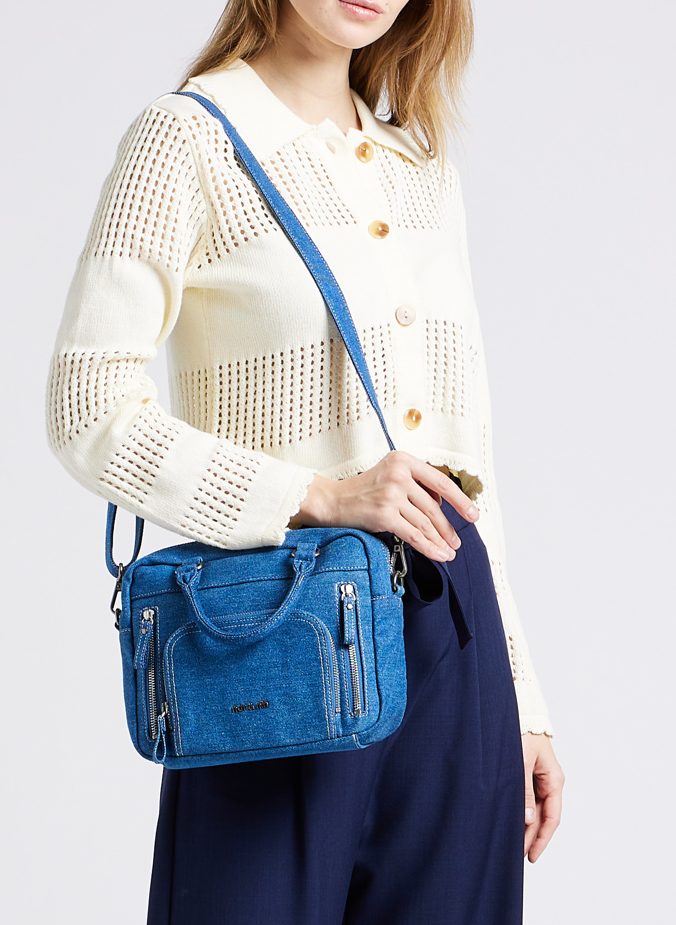 Cotton denim handbag NAT & NIN Blue