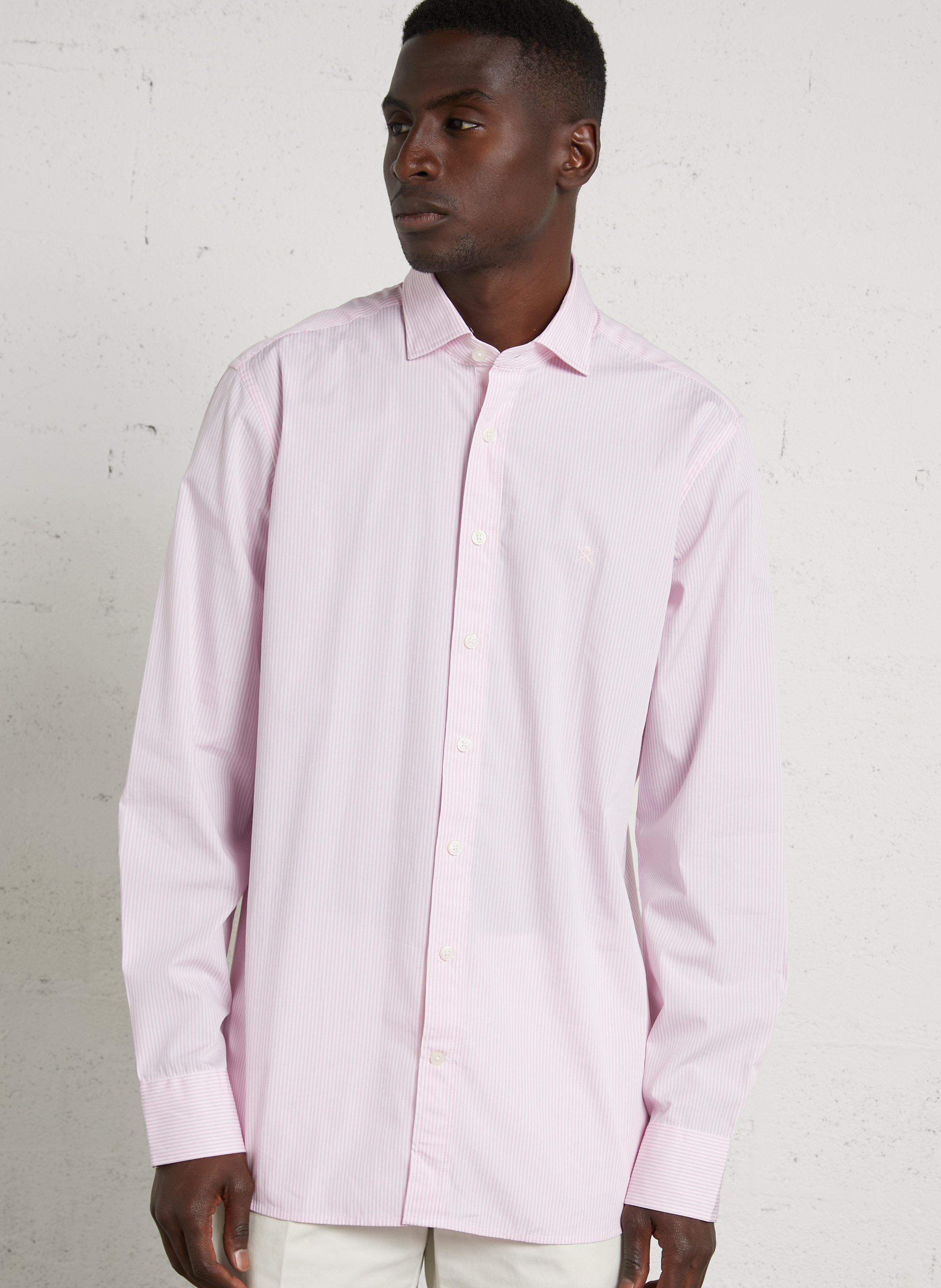 Chemise tailored-fit col classique rayée en coton HACKETT
