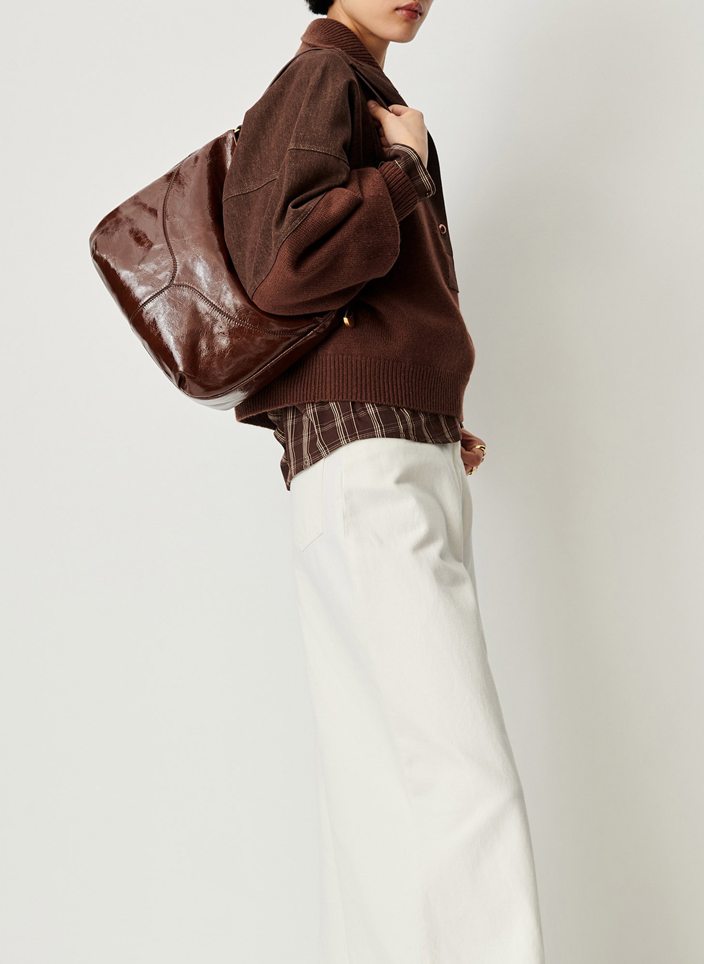 Oversize high-neck wool sweater SESSUN Brown