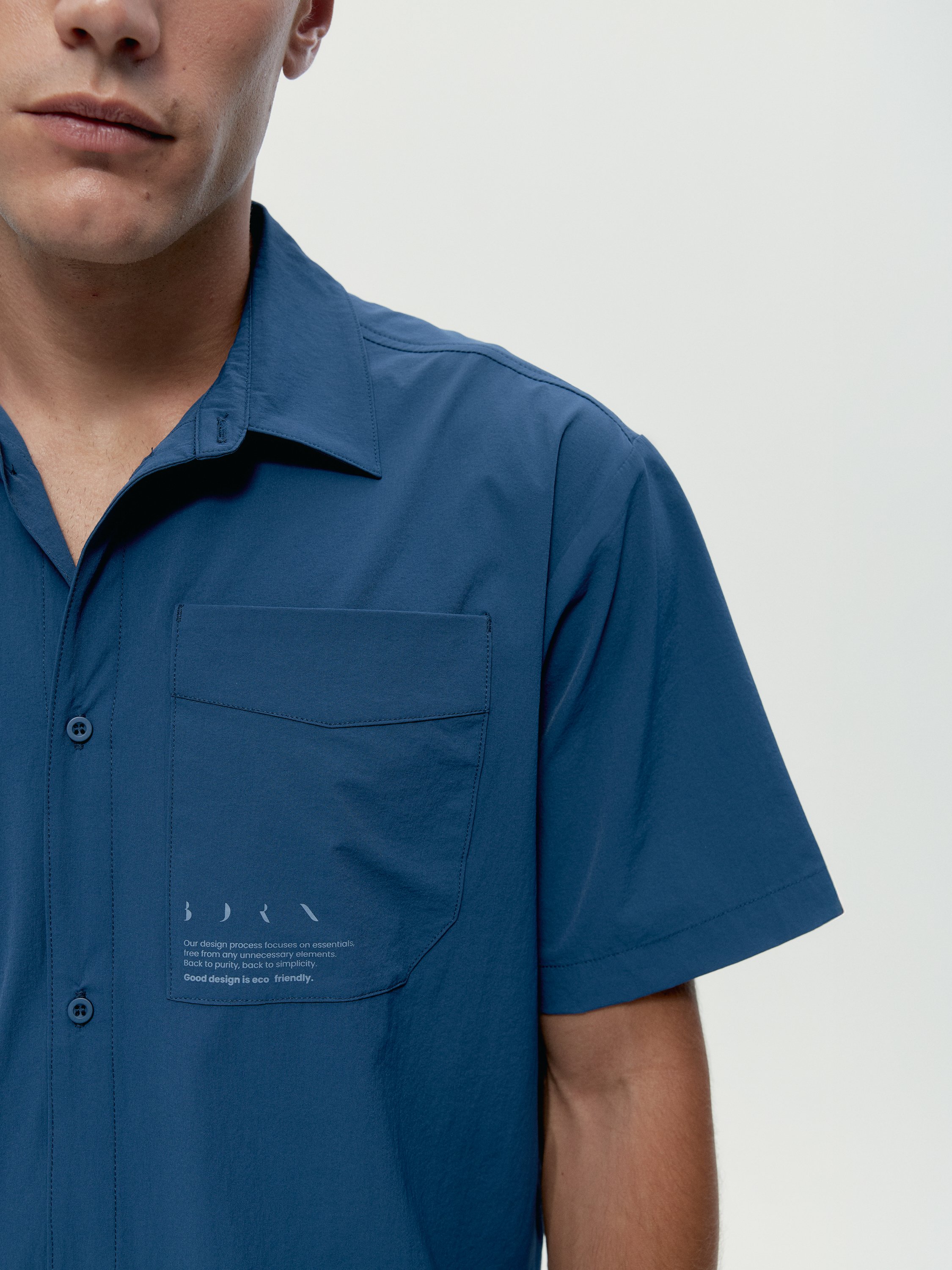 Shirt athleisure recovery manches courtes gadir BORN Bleu