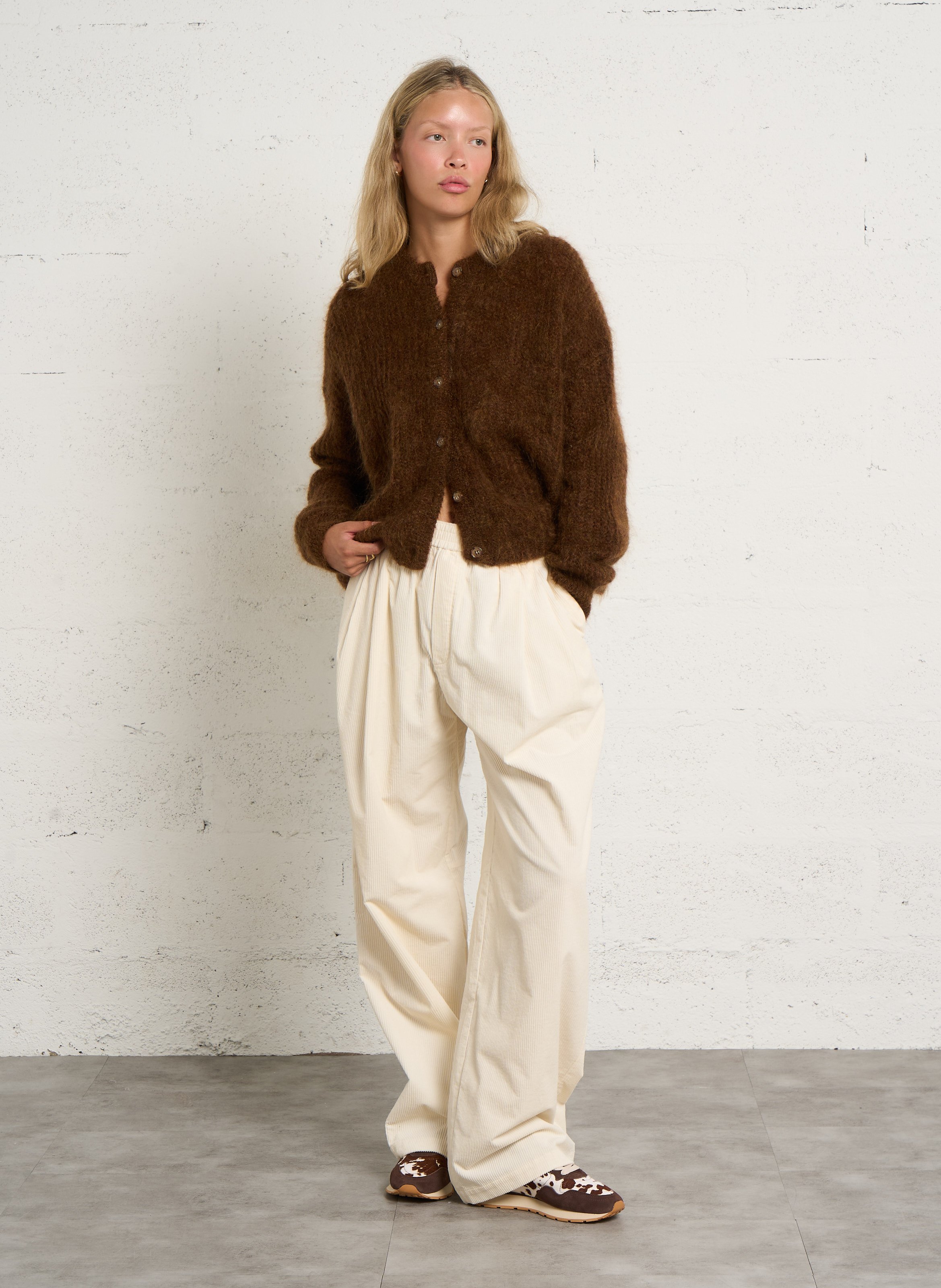 Gilet oversize en laine mélangée DES PETITS HAUTS Marron