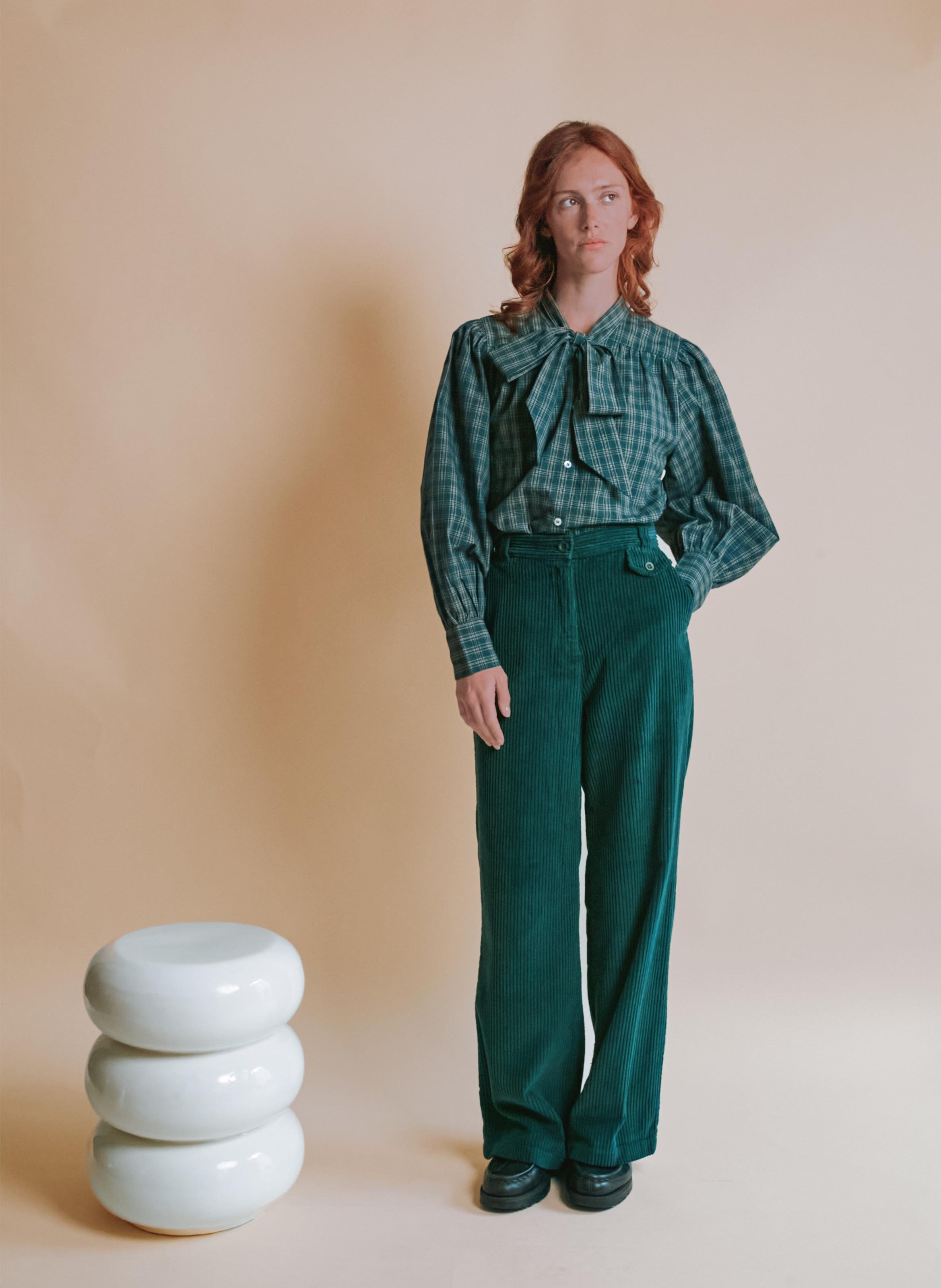 Bluse mit Lavallière-Kragen aus Baumwolle EMILE ET IDA Grun