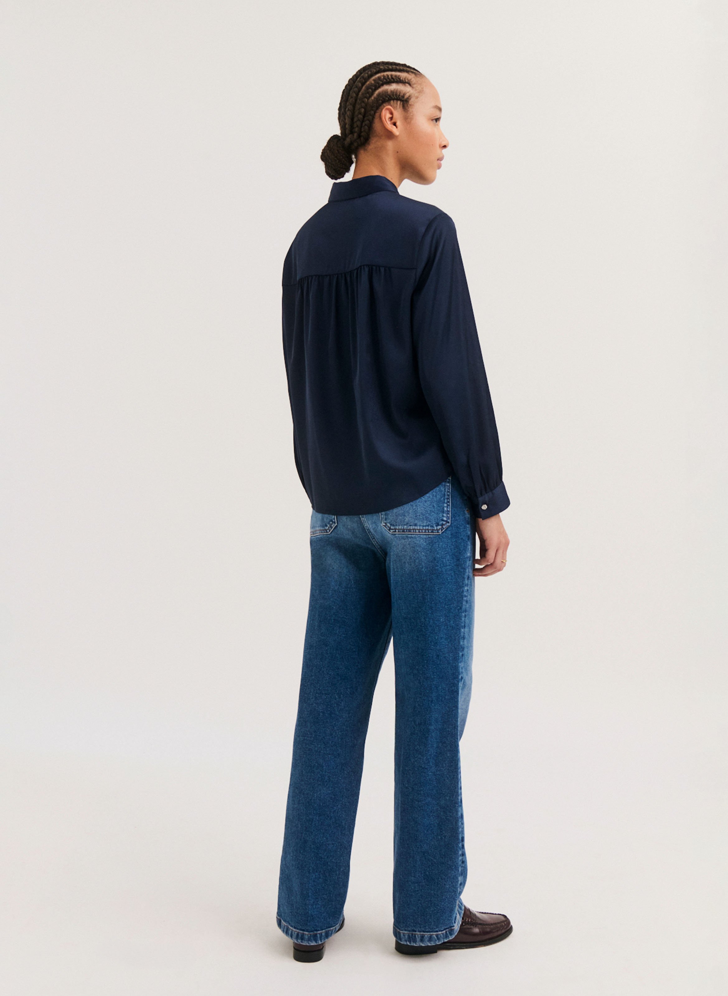 Satijnen blouse PABLO Blauw