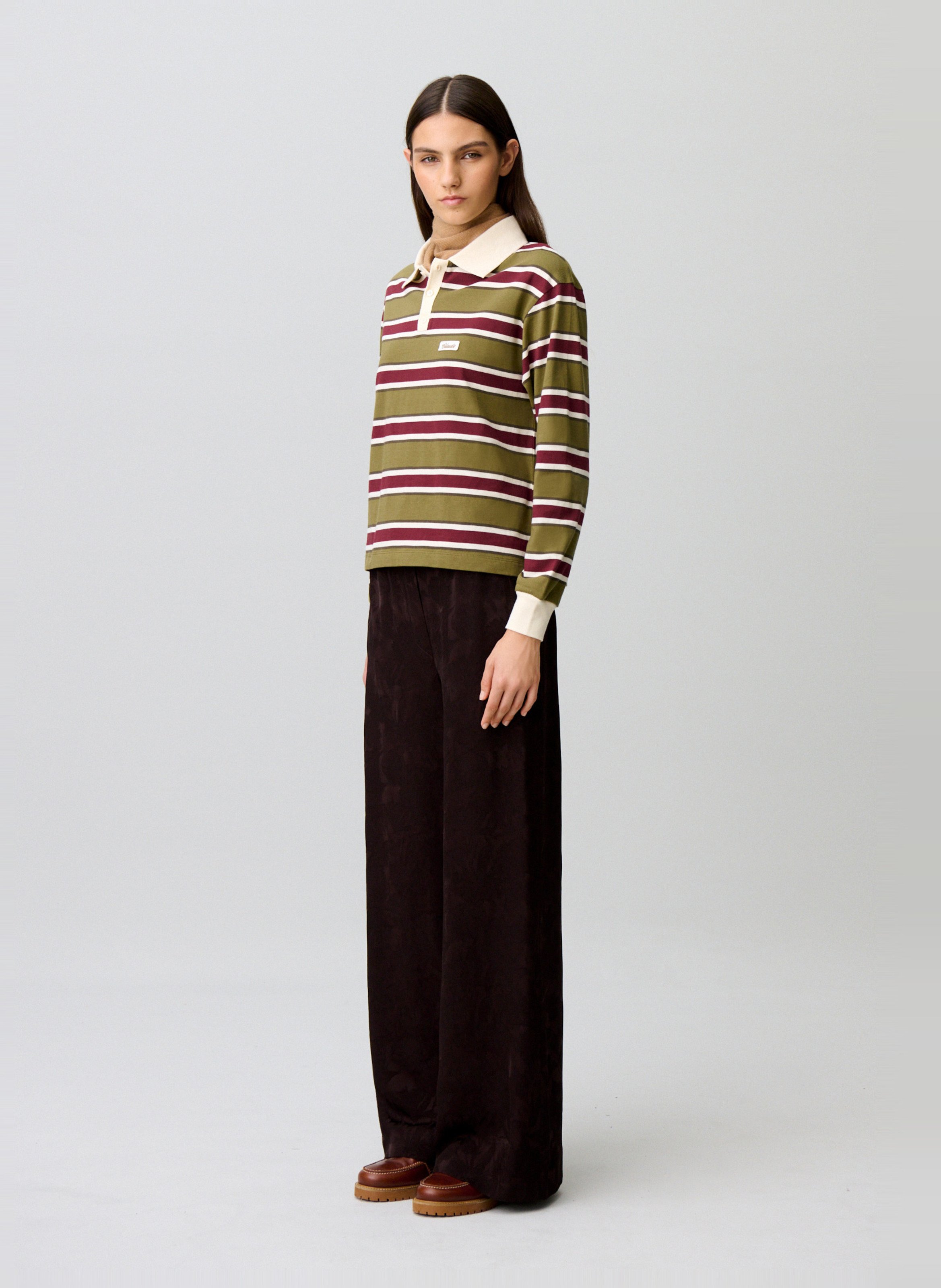 Wijde broek met hoge taille en jacquardmotief CLAUDIE PIERLOT Bruin