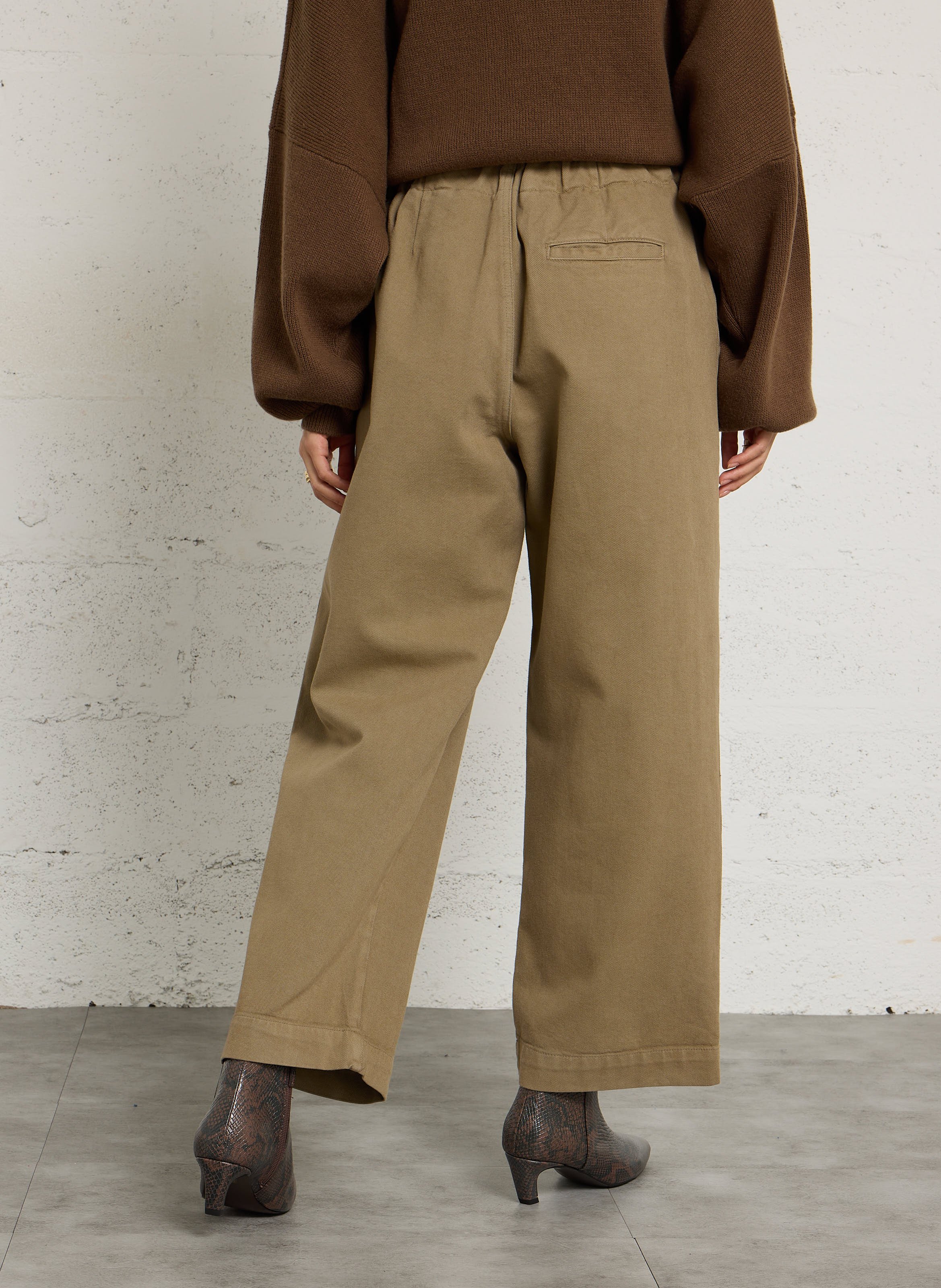 Wijde gestreepte hoge taille broek BELLEPIECE Beige