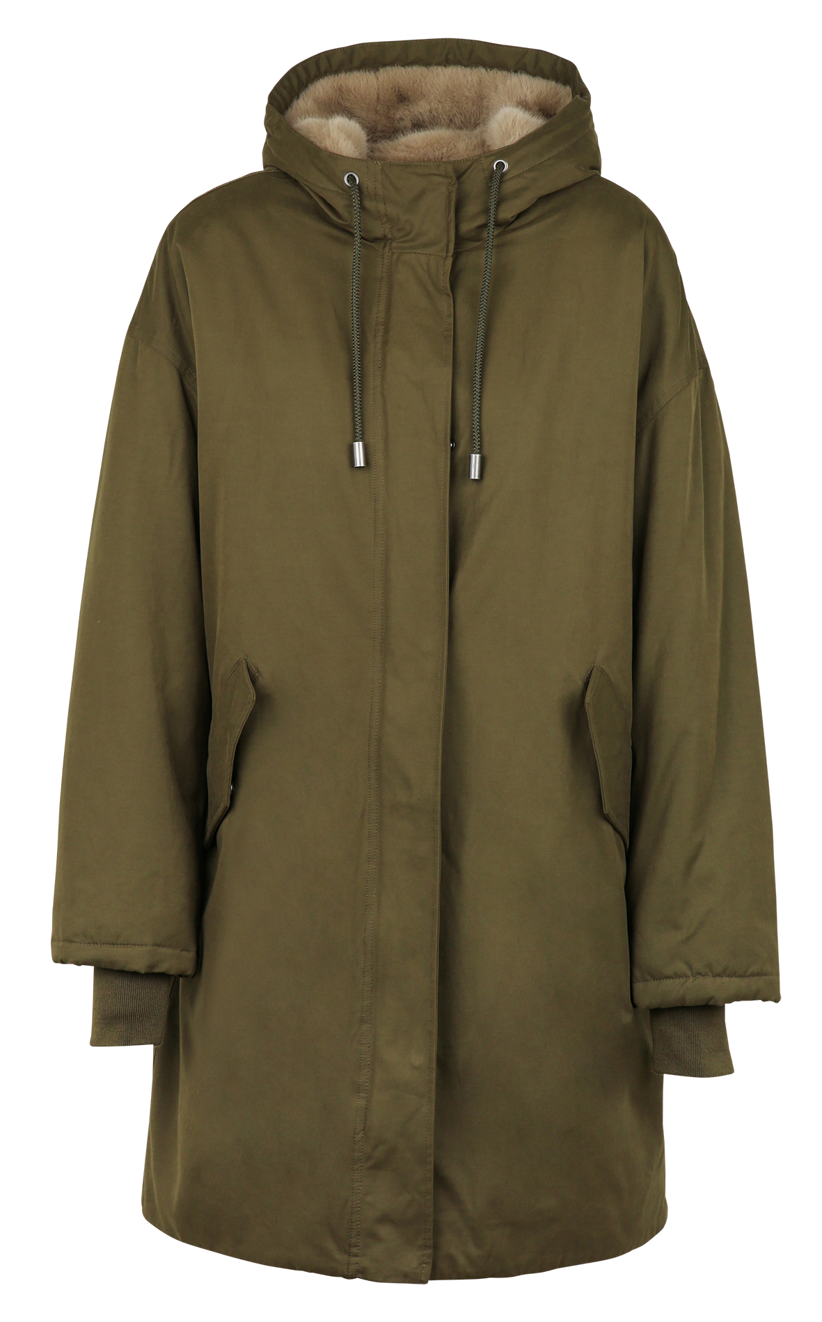 Manteau droit col montant HARTFORD Kaki