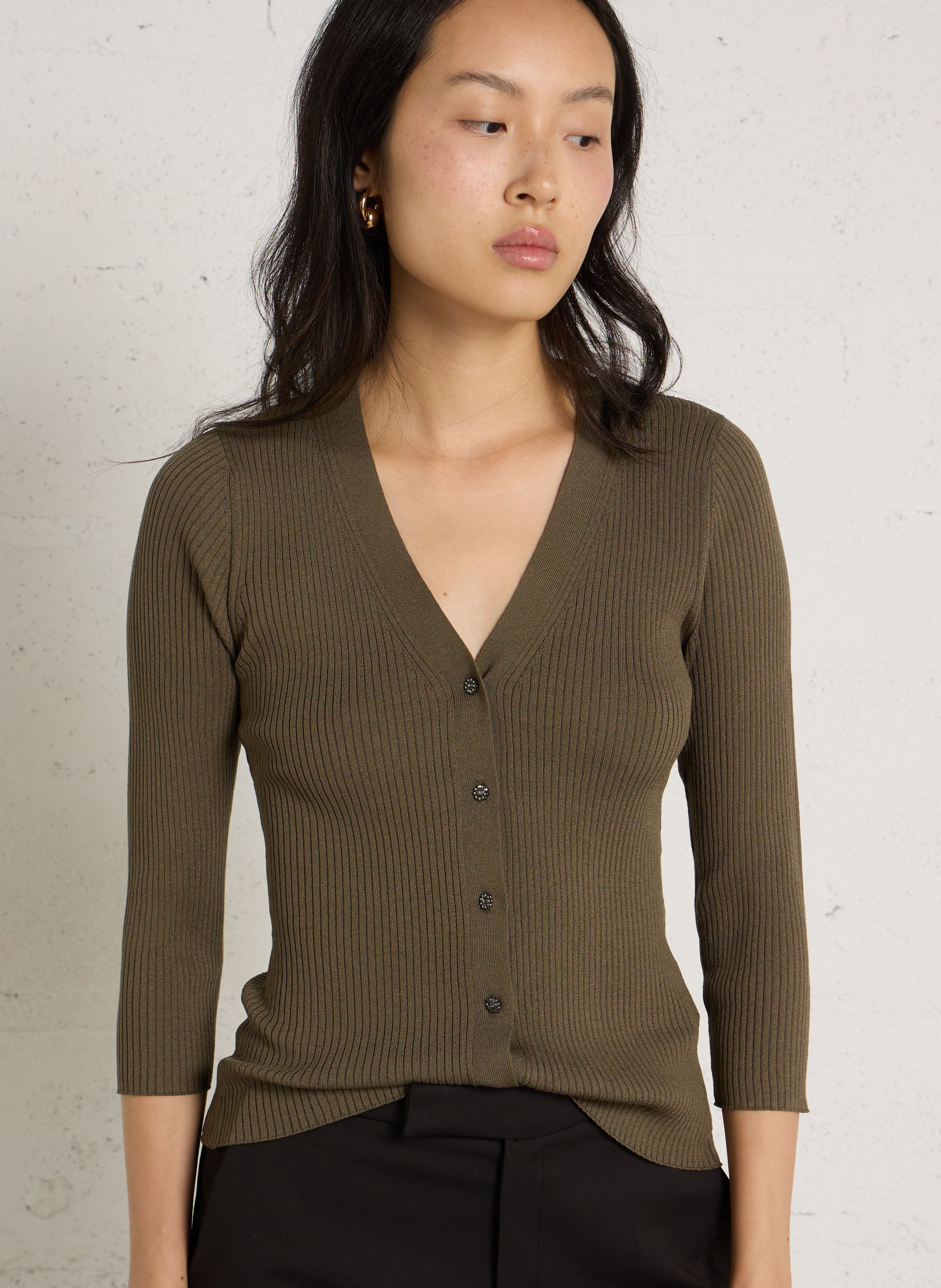 Buttoned V-neck cardigan IKKS