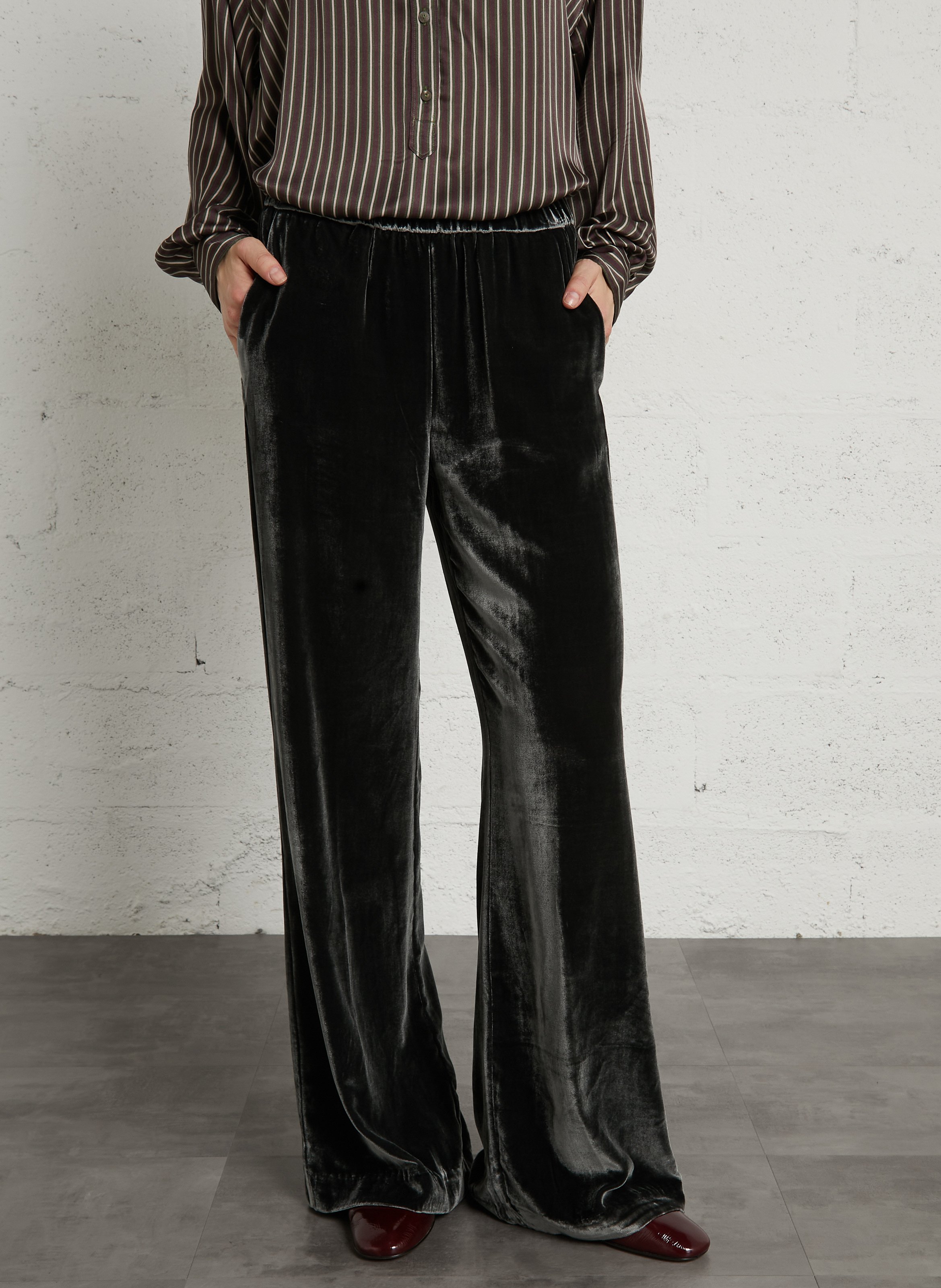 Straight velvet trousers DIEGA Grey