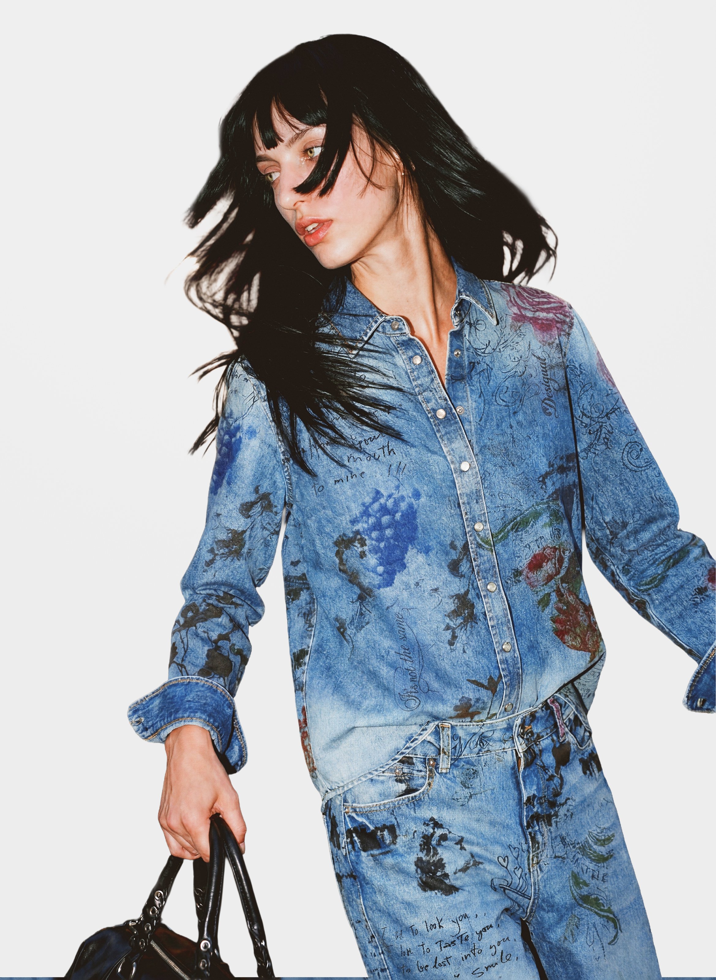 Straight-fit printed denim shirt DESIGUAL Blue