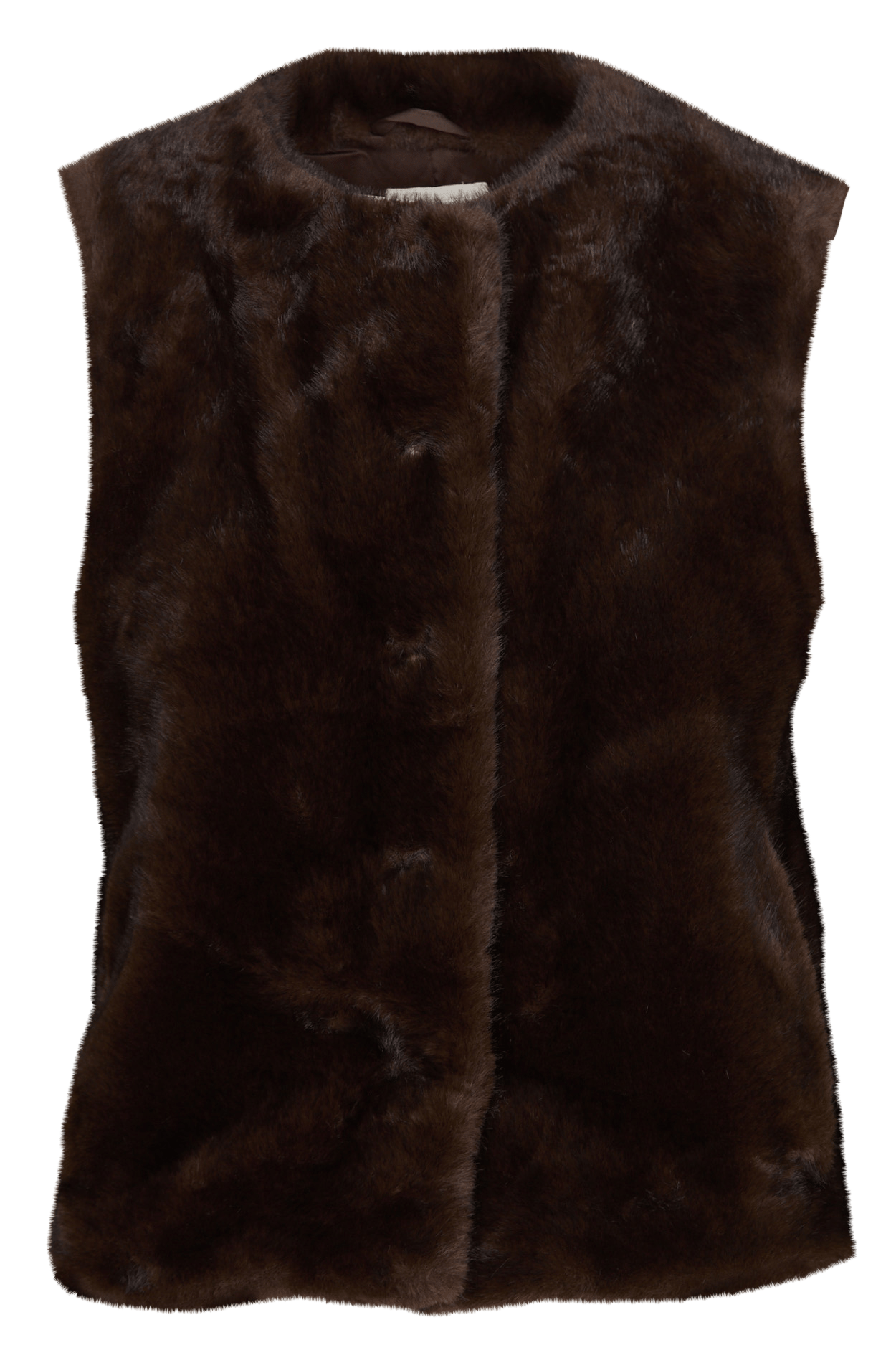 Straight faux fur sleeveless jacket MAISON 123 Brown