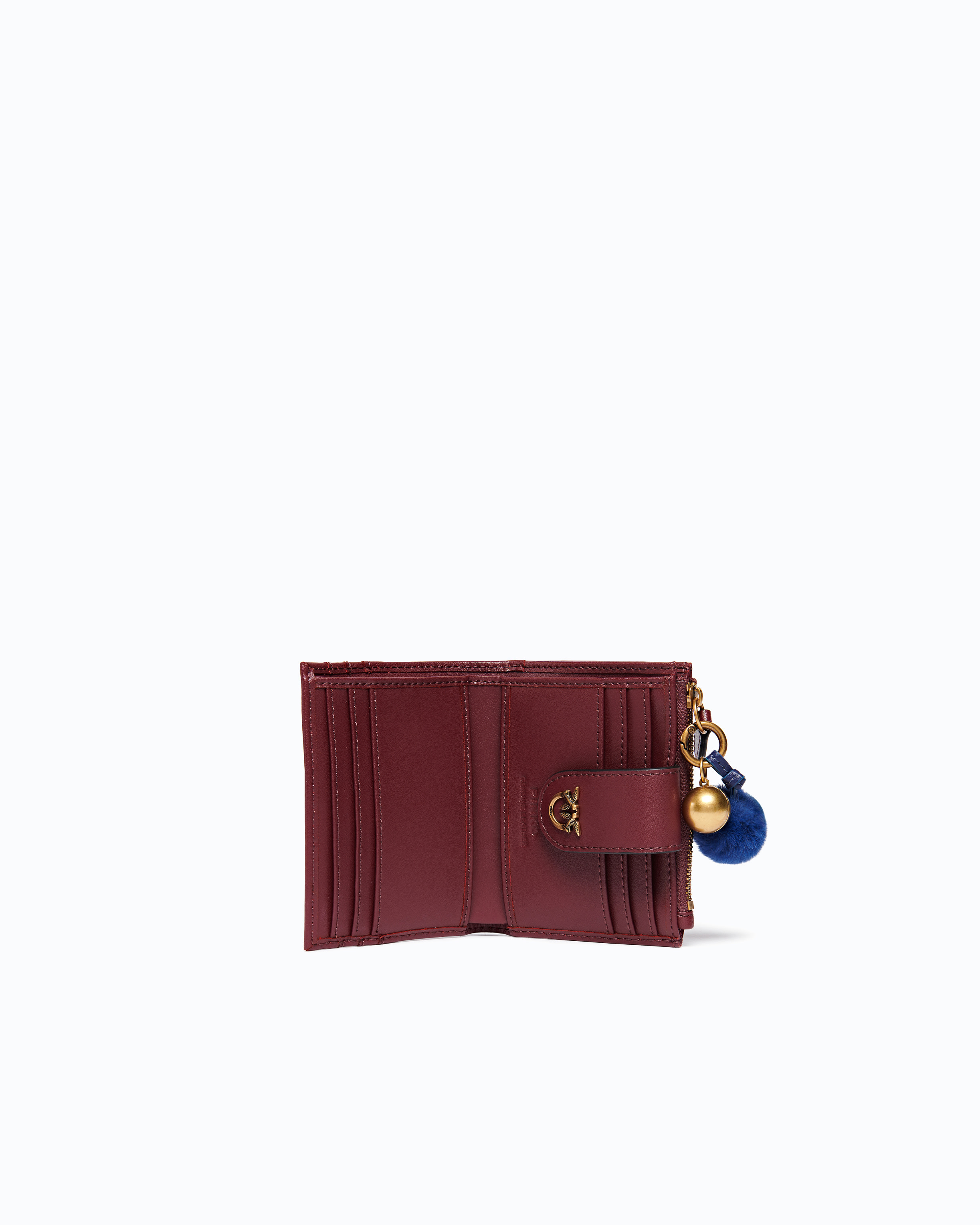 Multifunction leather wallet with pompom PINKO Green