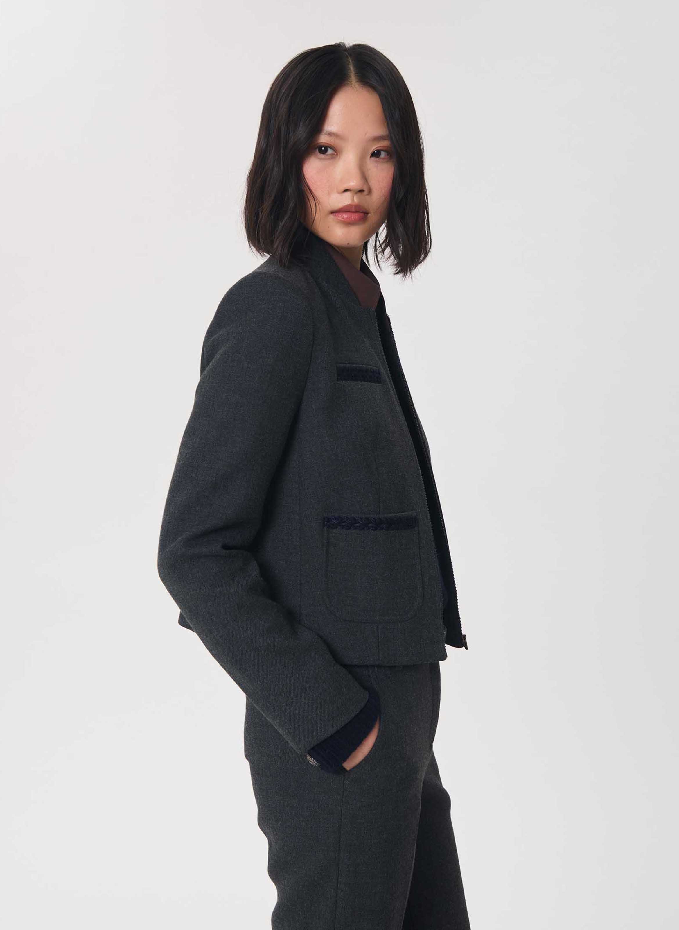 High-neck jacket TARA JARMON Grey