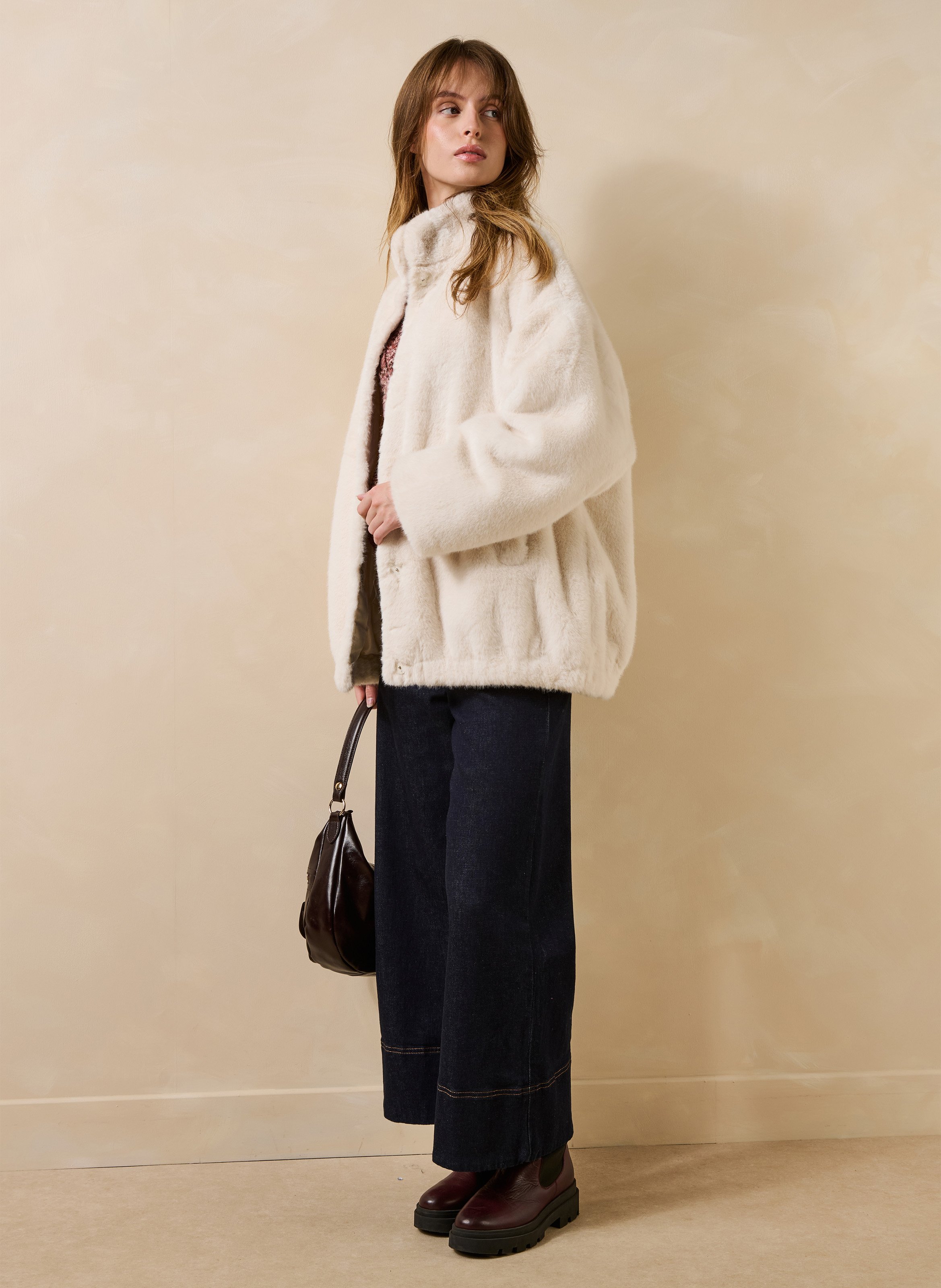 Faux fur coat LA FEE MARABOUTEE Beige