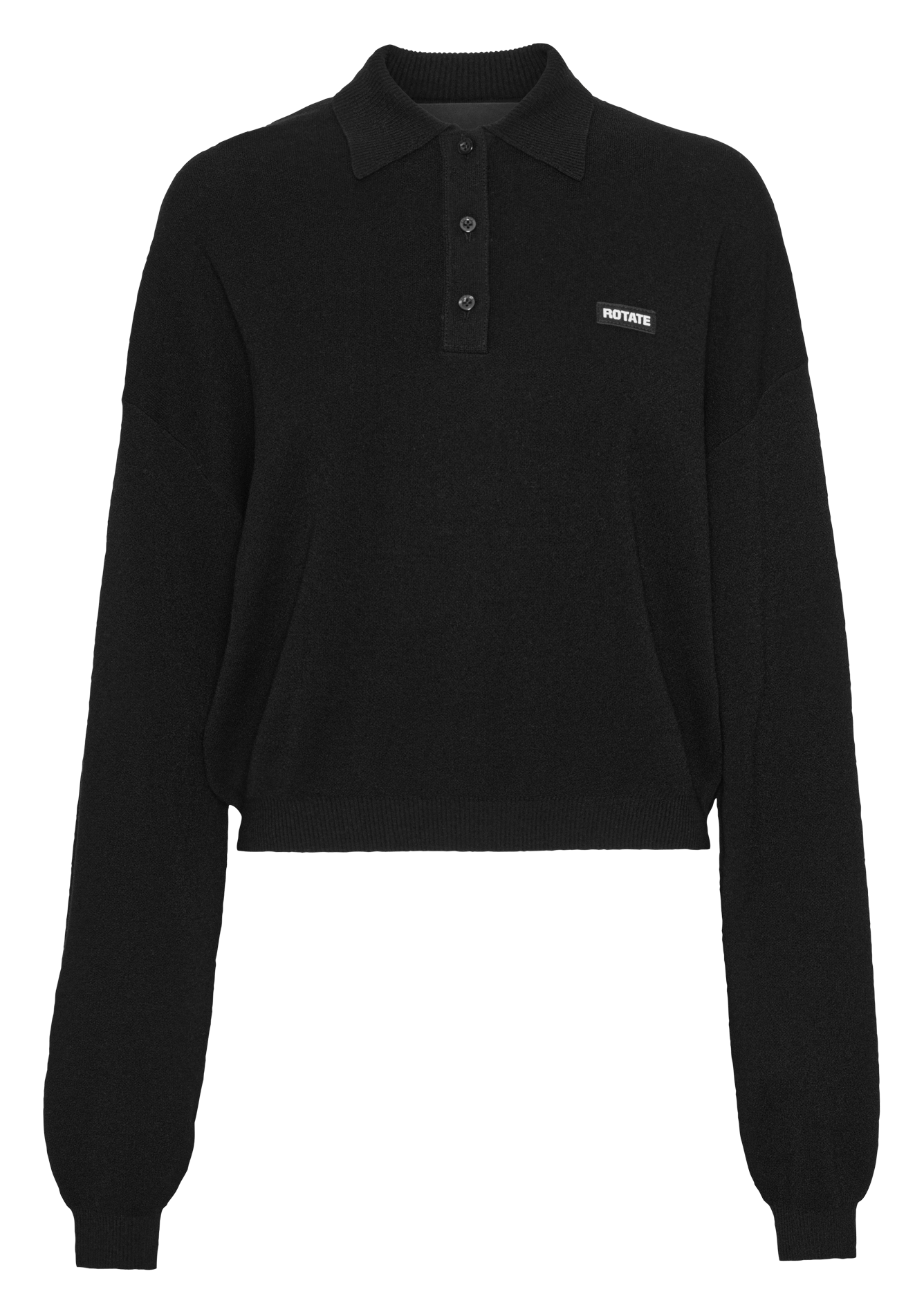 Solid-color sweatshirt with a buttoned collar ROTATE Black