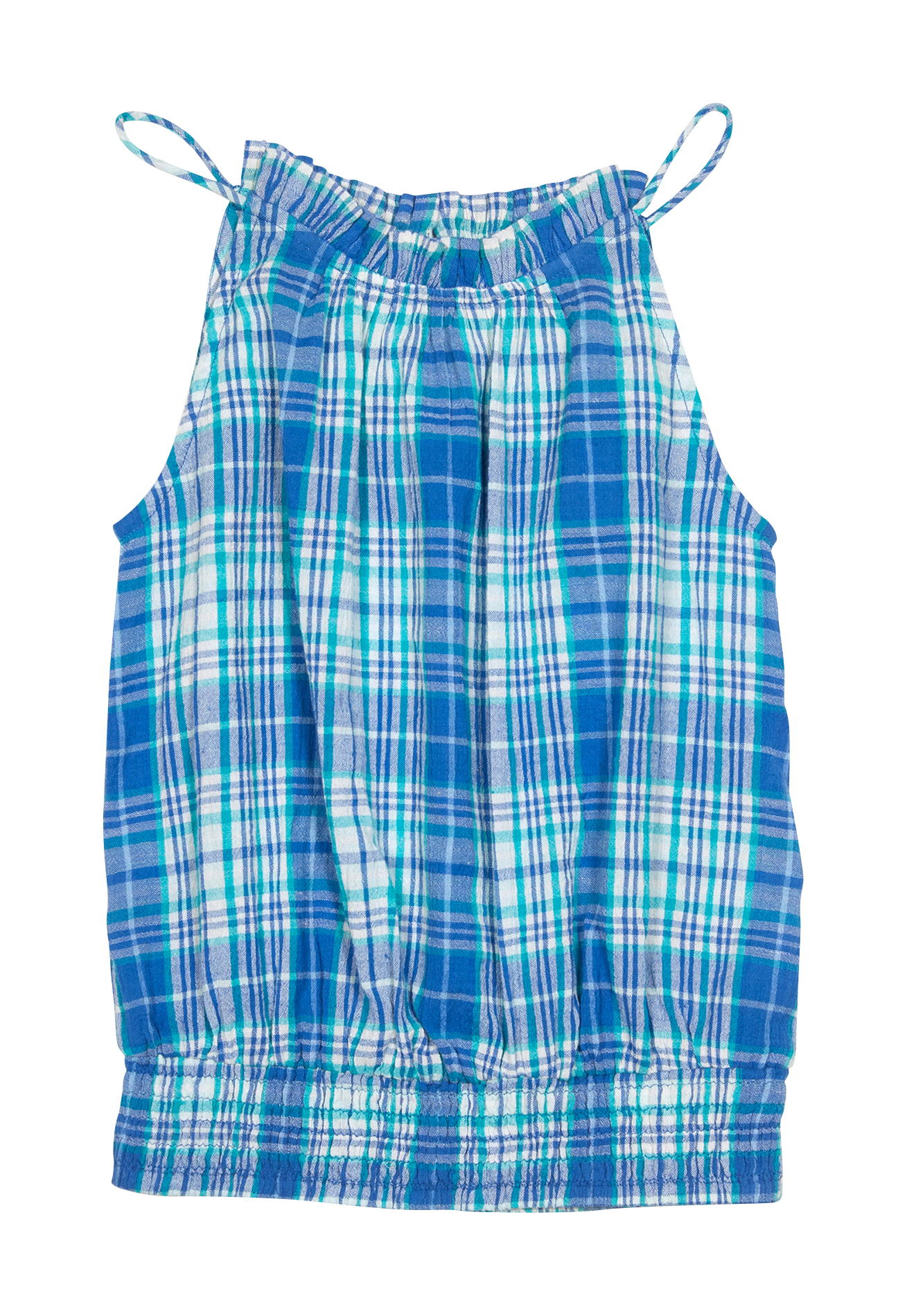 Top col rond à carreaux en coton  SUNCHILD Bleu