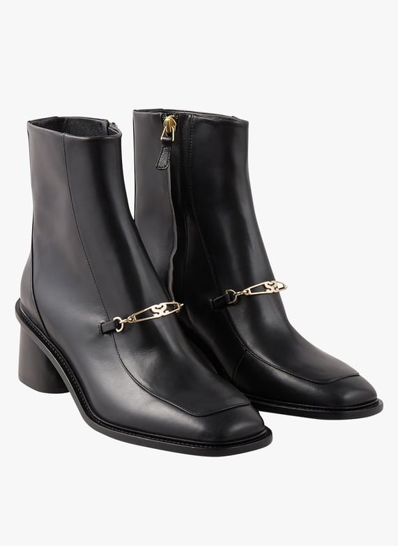 Black Smooth leather mid calf boots