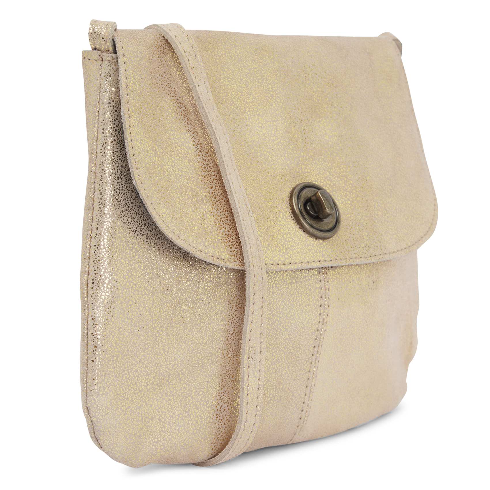 Leather shoulder bag PIECES Golden