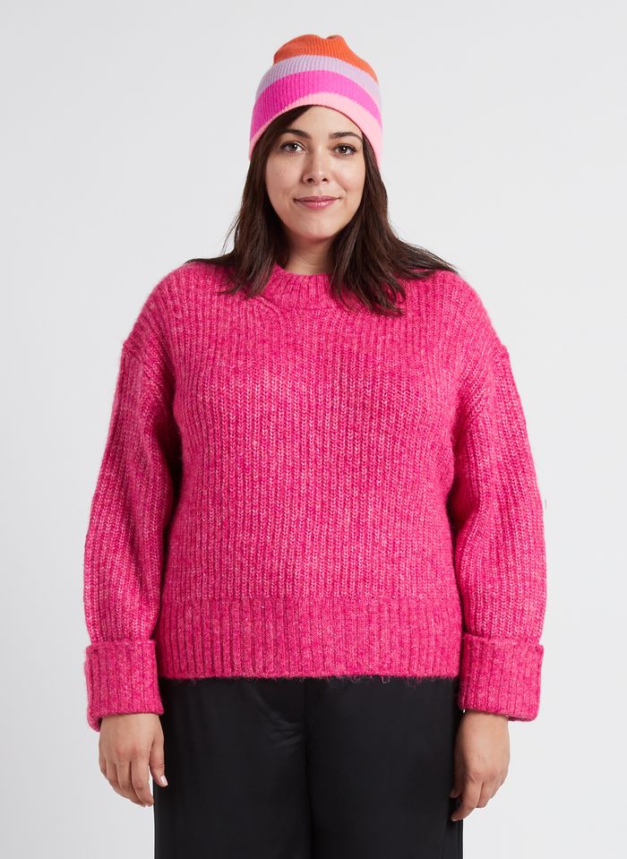 Knitted zip sweater - White - Women - Gina Tricot