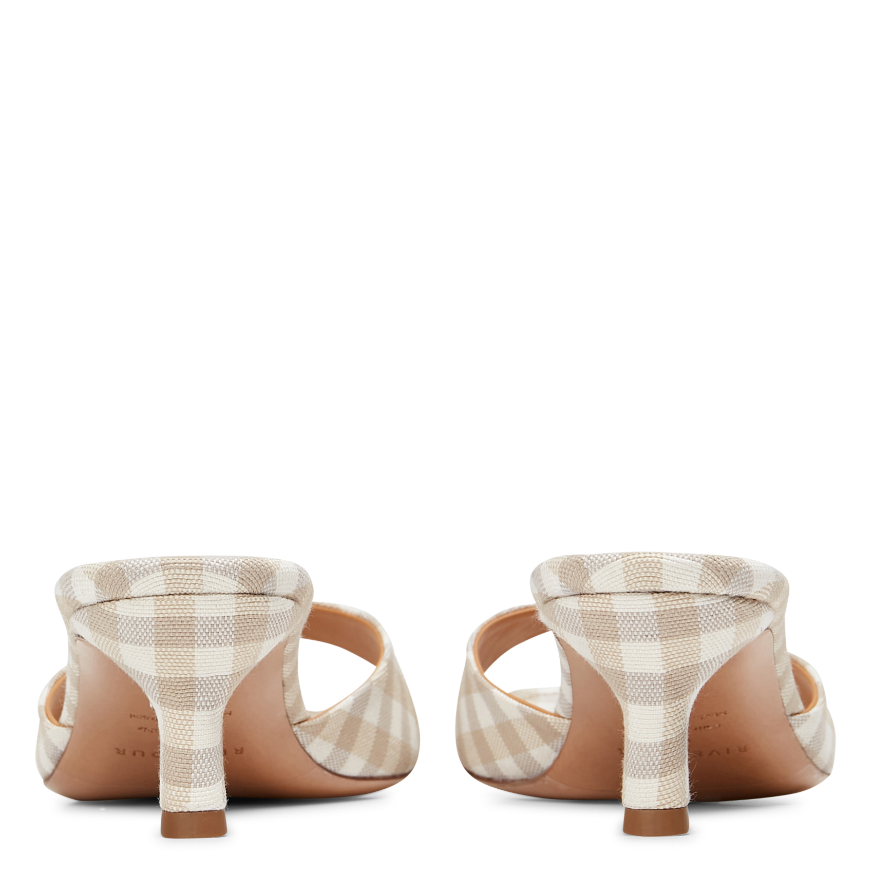 Mules à talons en vichy RIVECOUR Beige