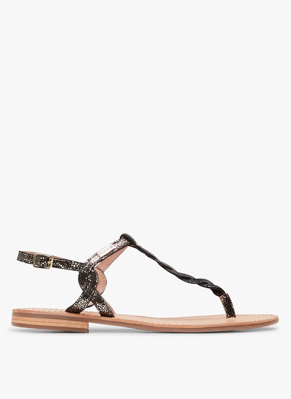 Sandales plates à brides tressées en cuir Hamsong Blanc Les