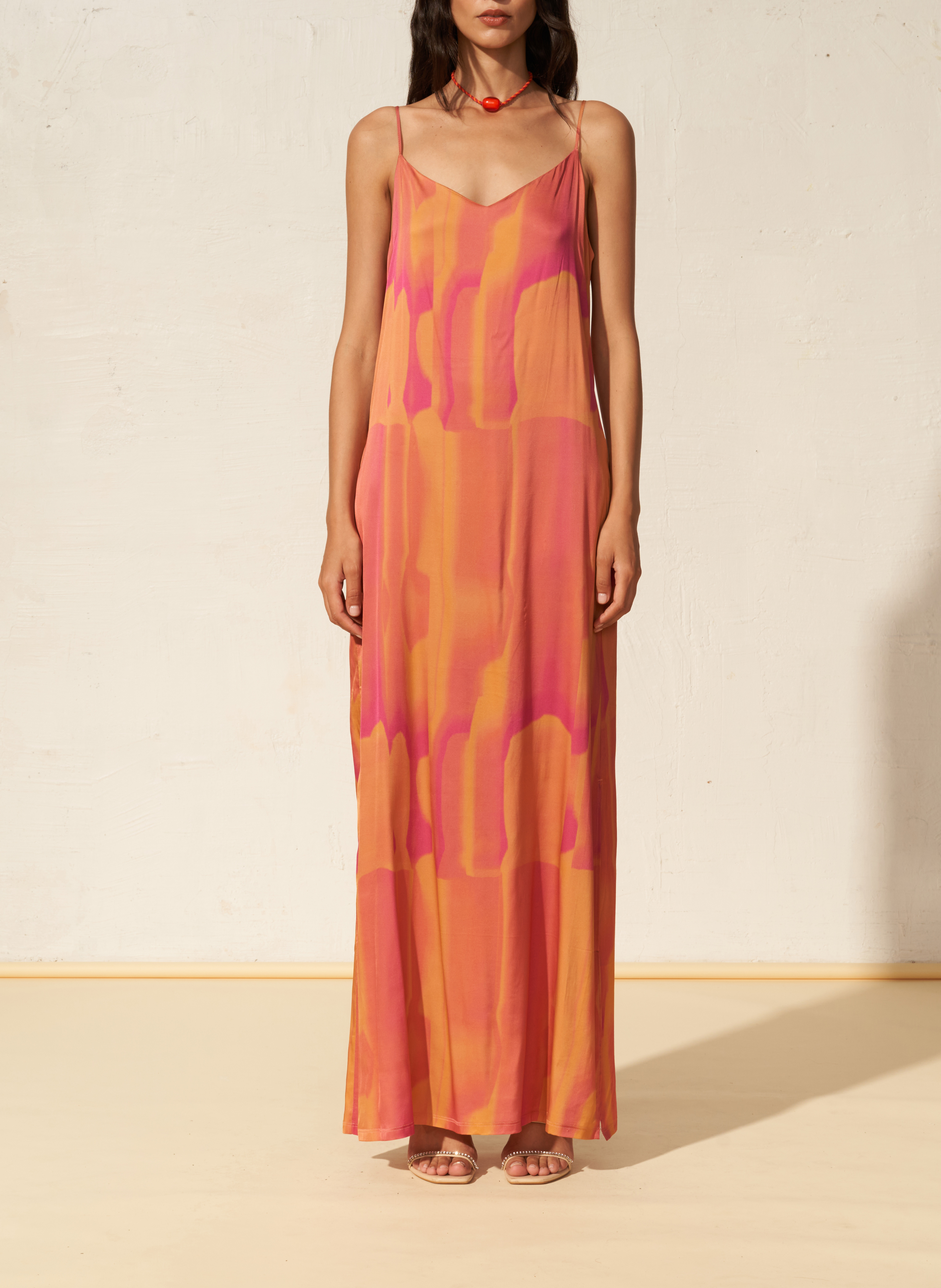 Long printed V-neck dress FETE IMPERIALE Multicolored