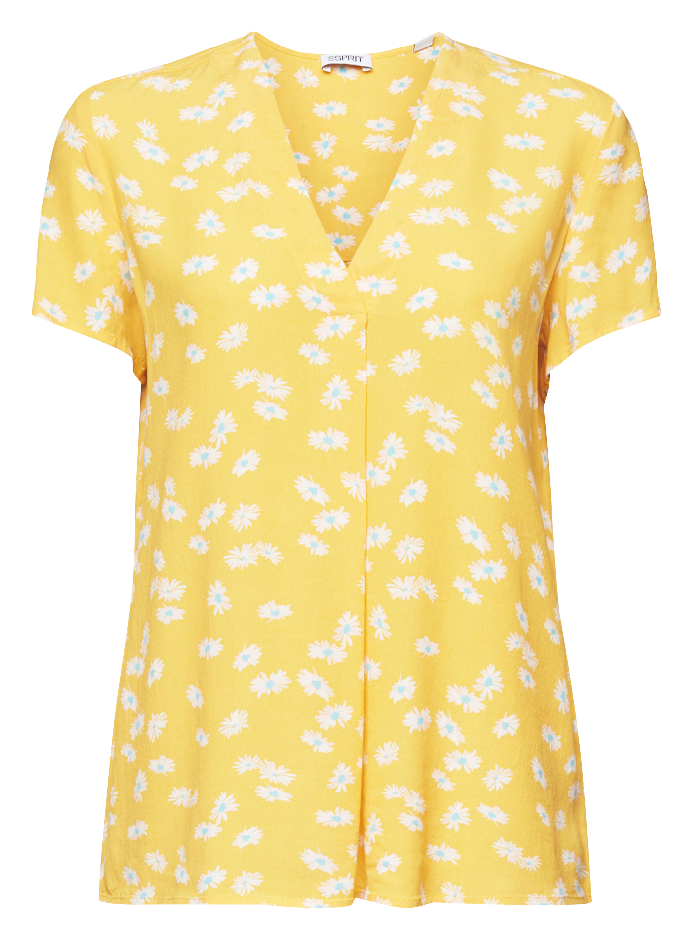 Soepelvallende blouse met V-hals en print Geel