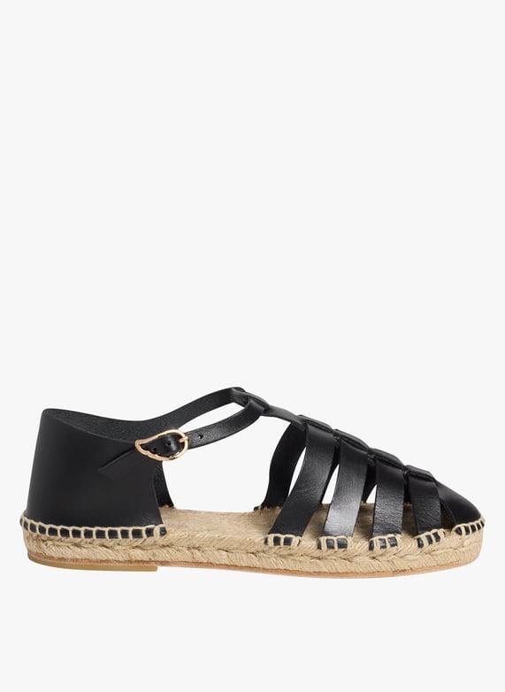 Flat black espadrille sandals discount