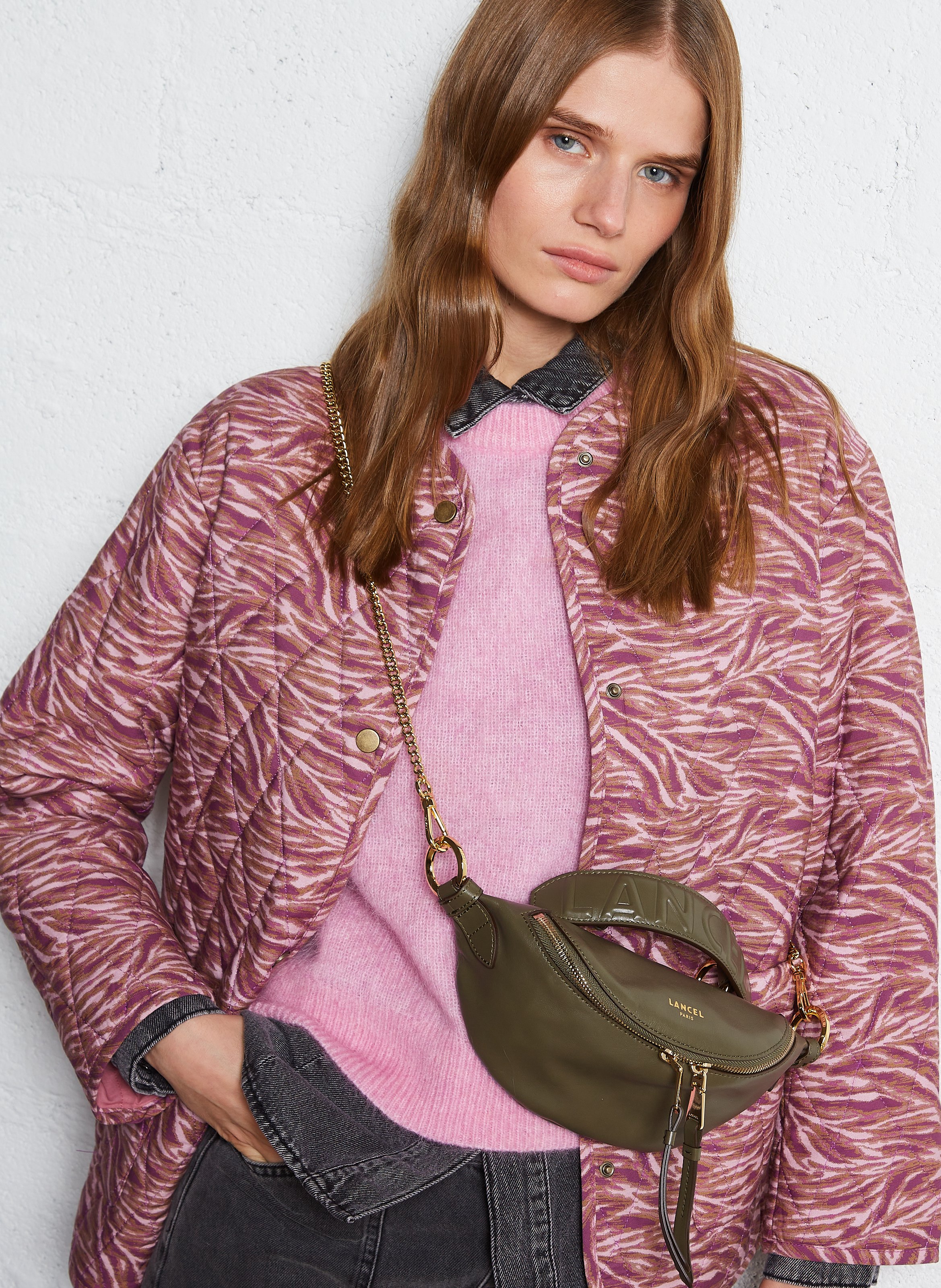 Sac bandoulière en cuir  LANCEL Kaki