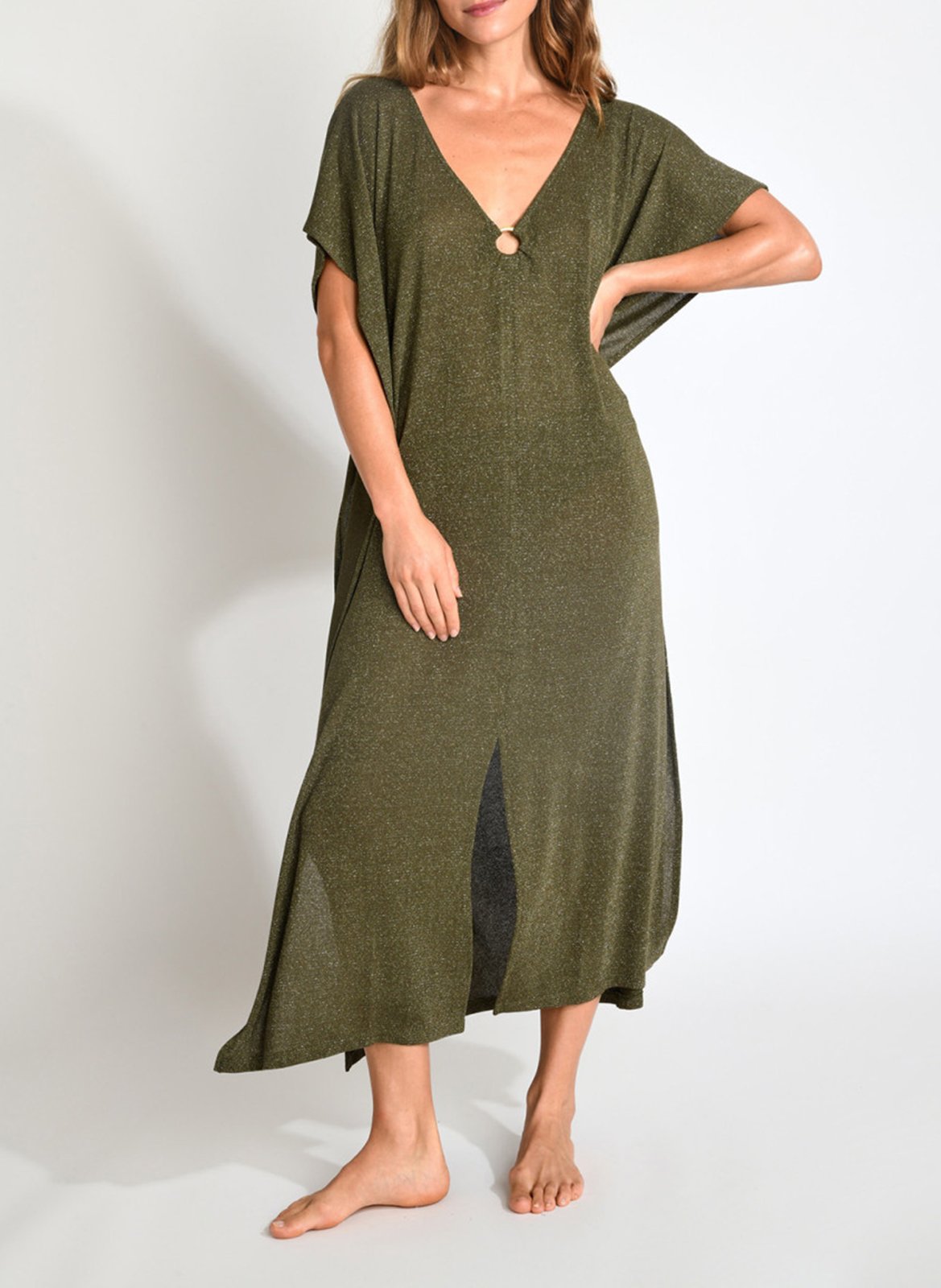 Metallic beach tunic Khaki